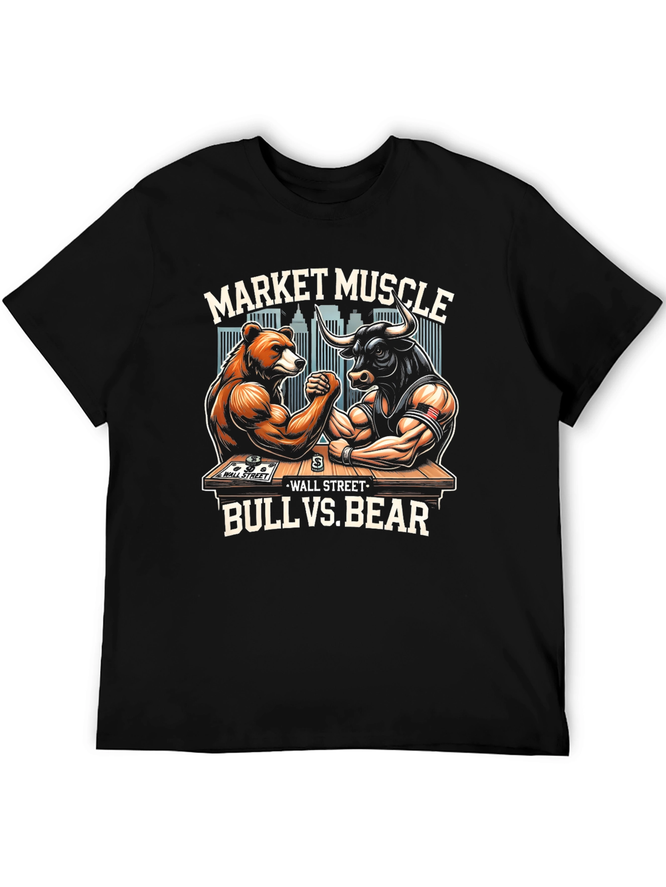Market Muscle Bull vs Bear Graphic T-Shirt