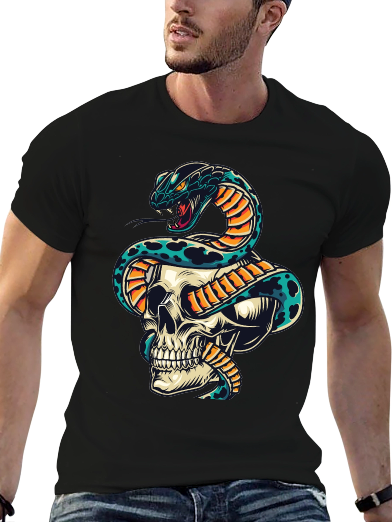 Skull and Snake Graphic T-Shirt