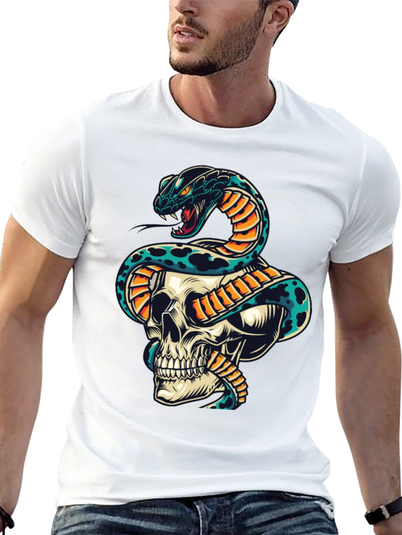 Skull and Snake Graphic T-Shirt