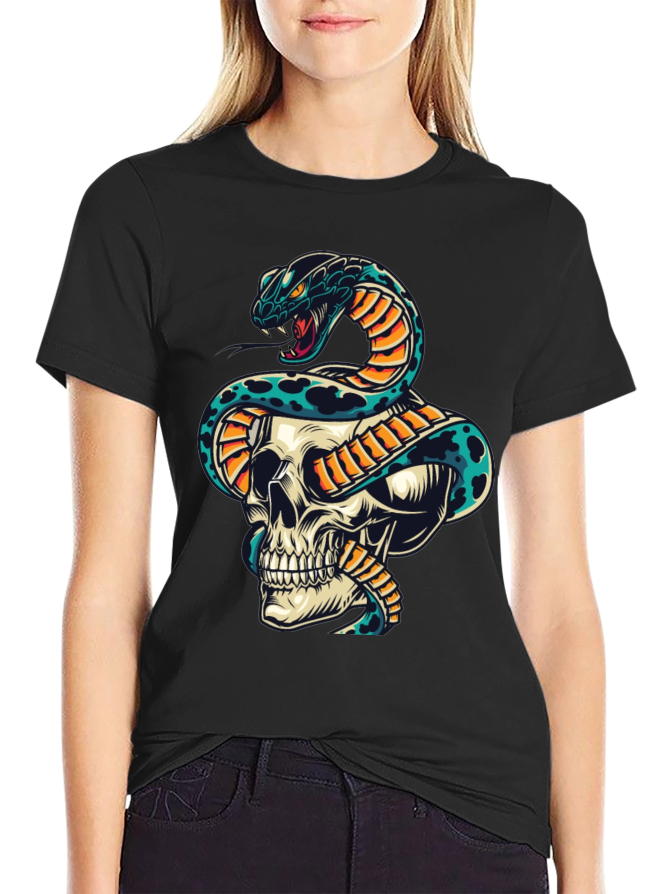 Skull and Snake Graphic T-Shirt