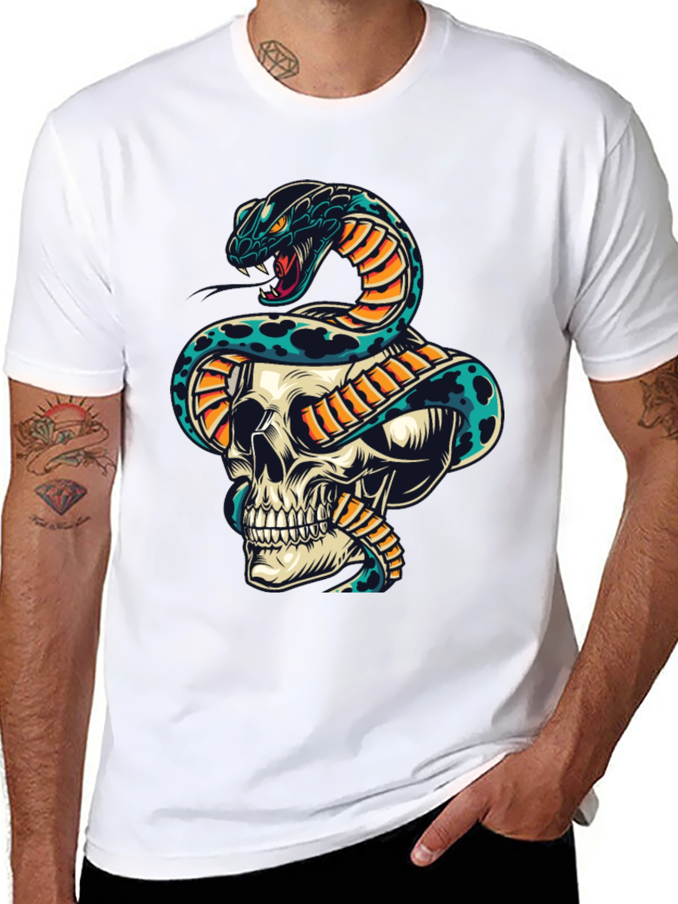 Skull and Snake Graphic T-Shirt