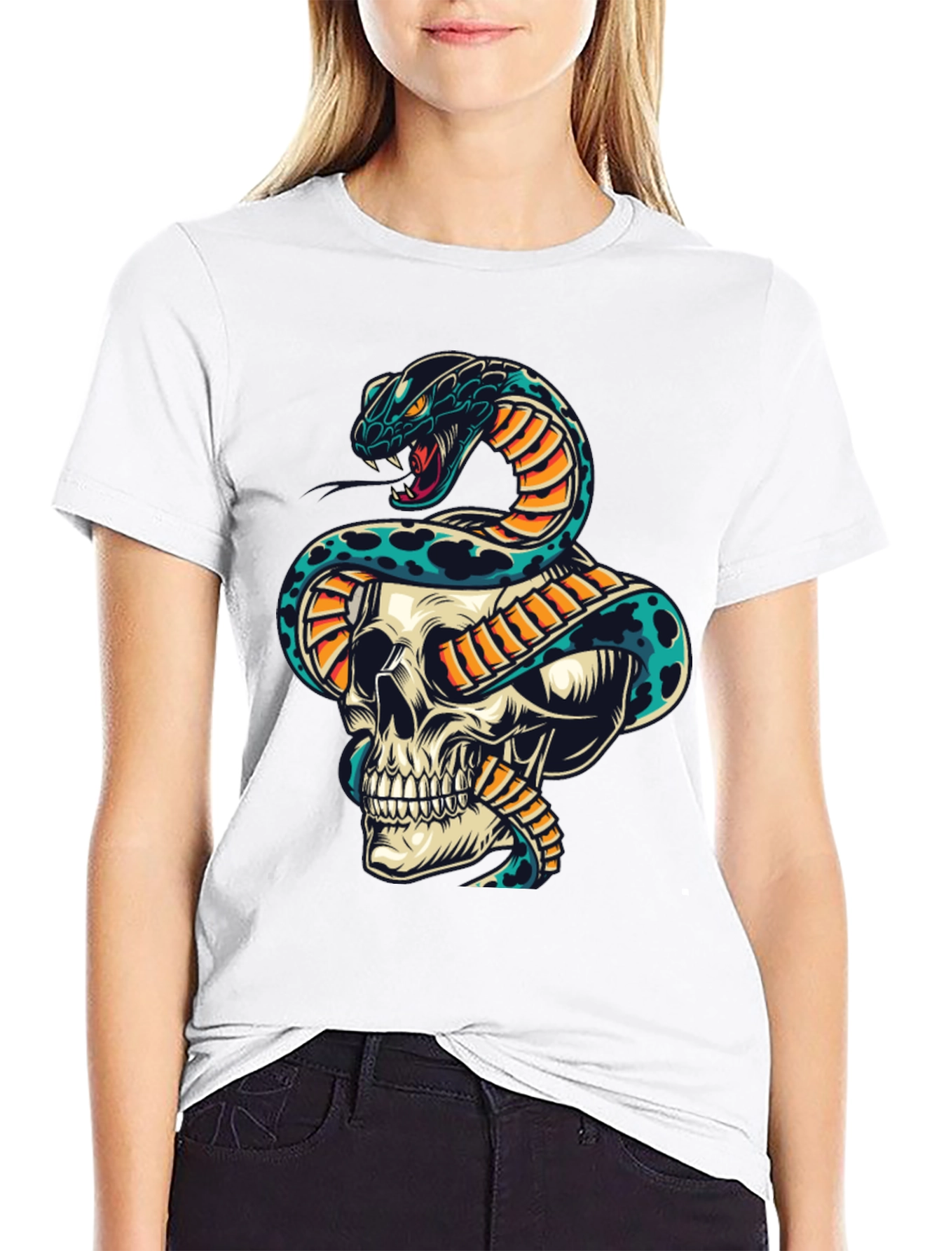 Skull and Snake Graphic T-Shirt