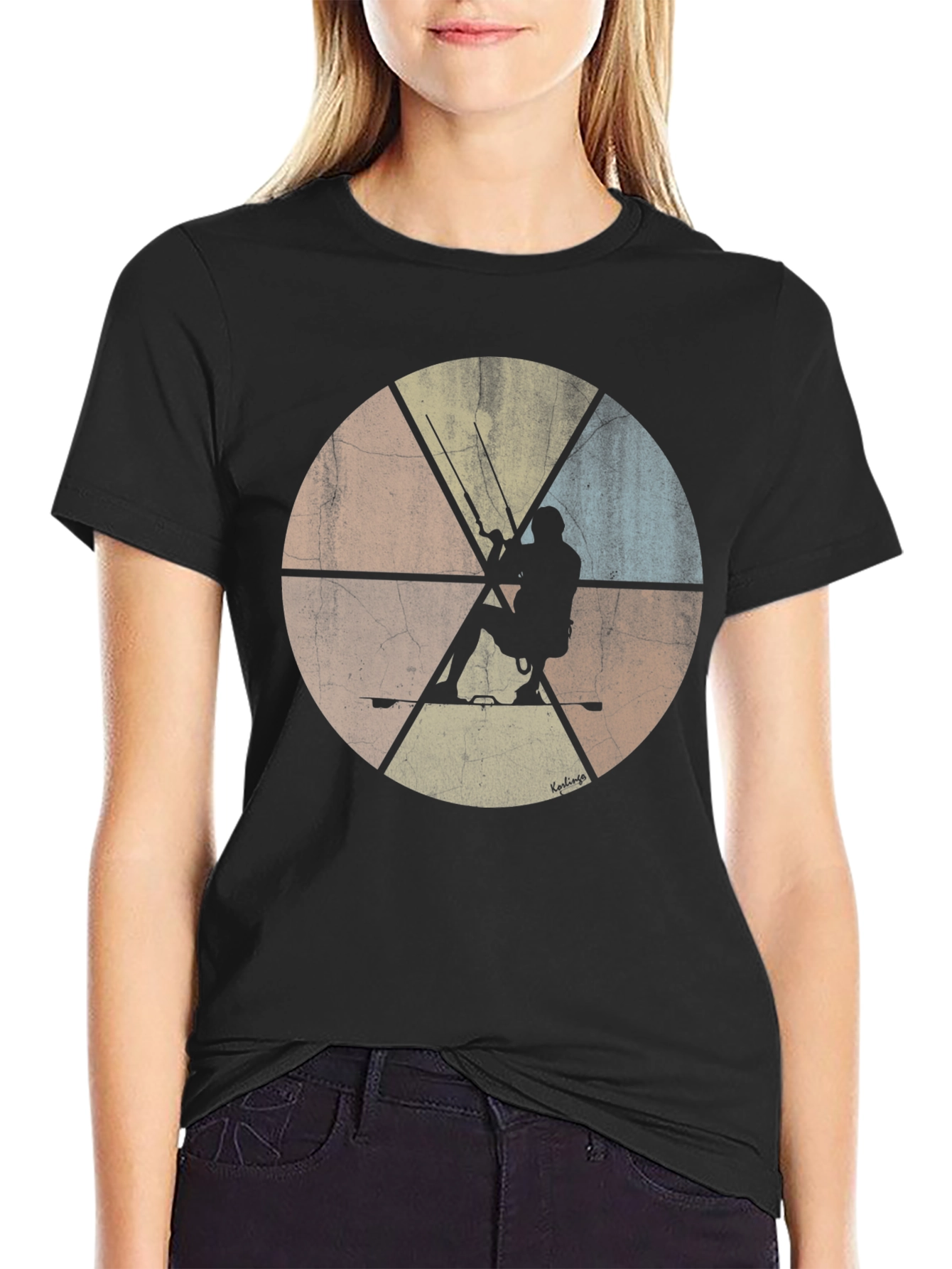 Kitesurfing Silhouette Graphic Tee - Retro Style