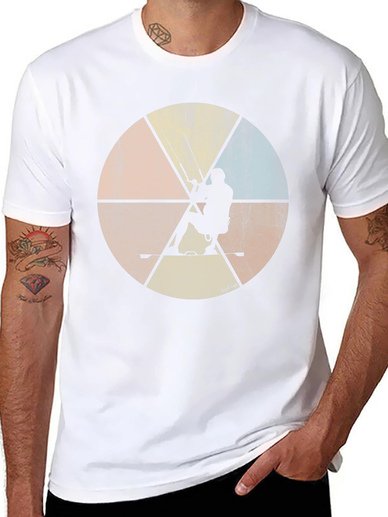 Kitesurfing Silhouette Graphic Tee - Retro Style