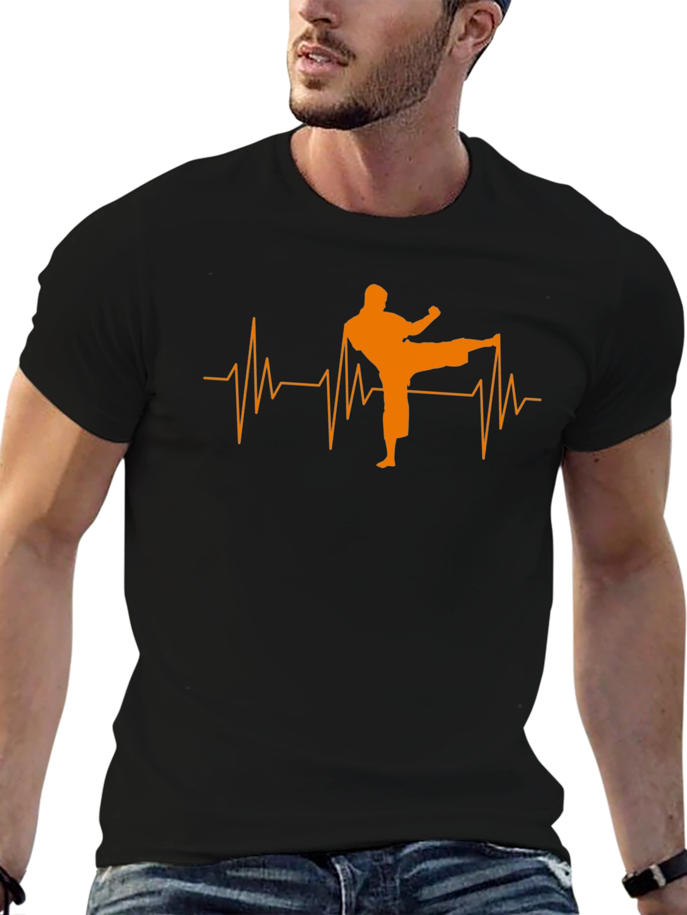 Martial Arts Heartbeat Graphic Tee - Black