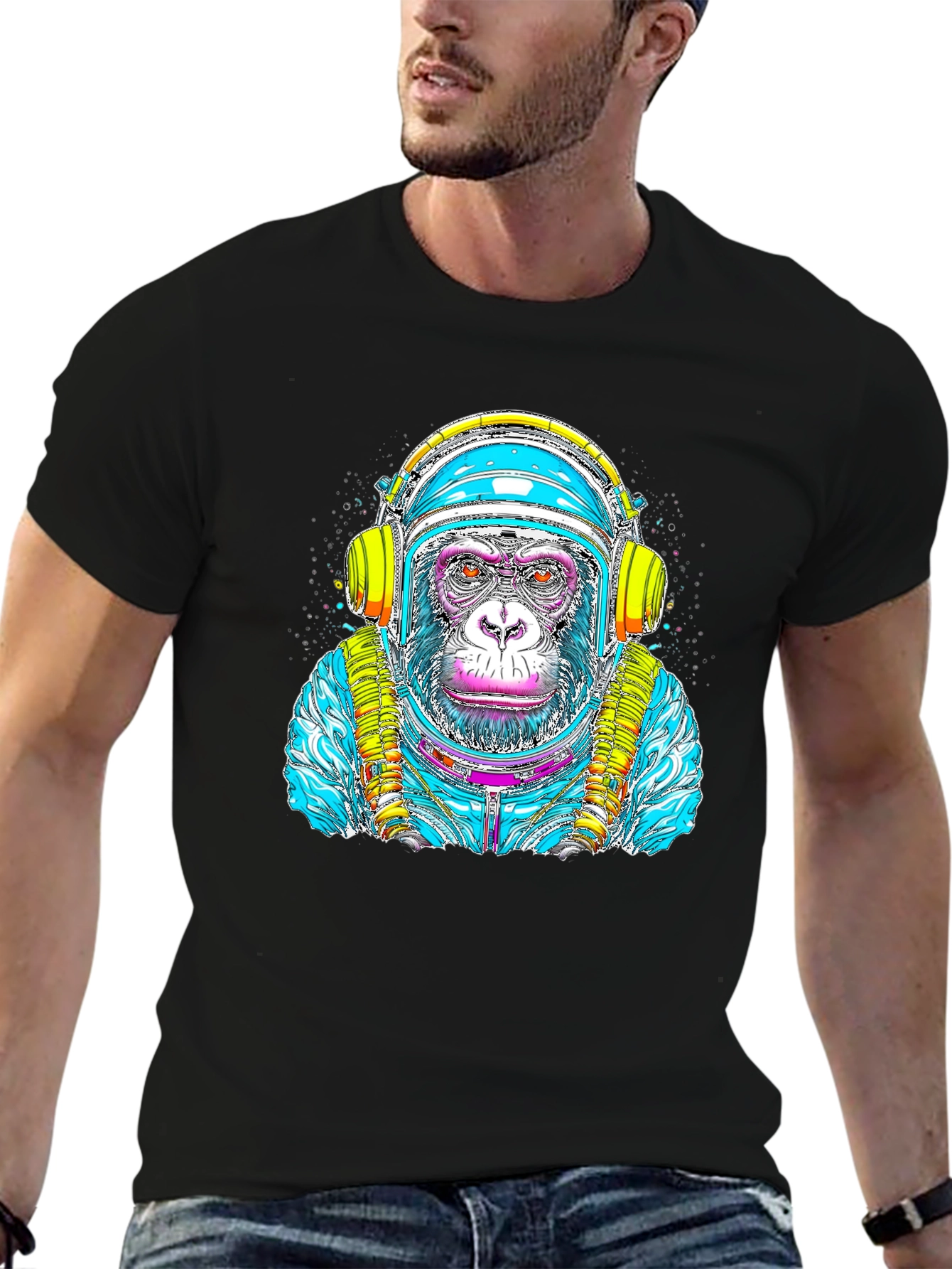 Astronaut Monkey Graphic Tee - Cool Space Ape Design