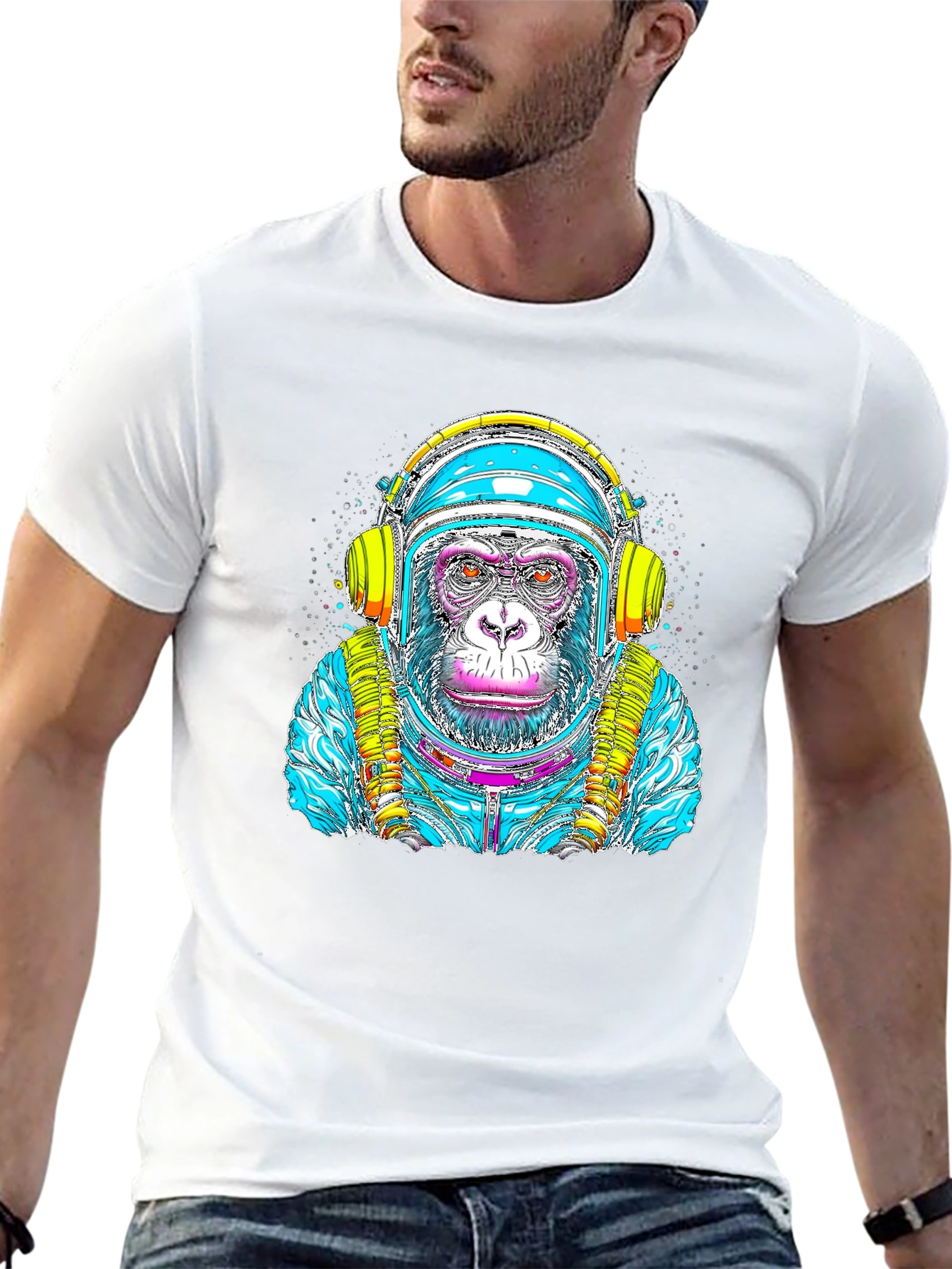 Astronaut Monkey Graphic Tee - Cool Space Ape Design