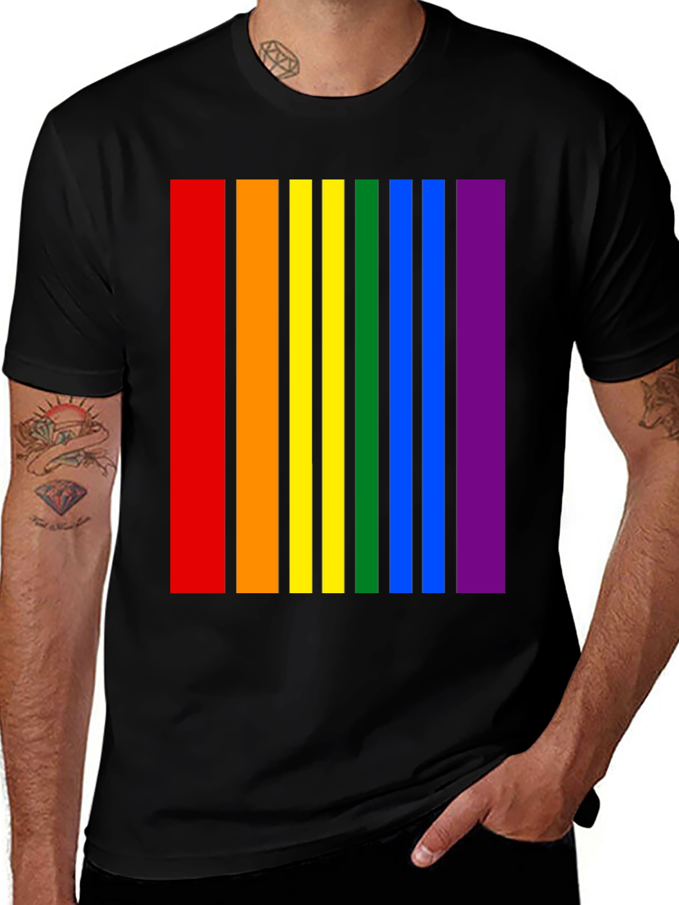 Pride Stripes Black T-Shirt