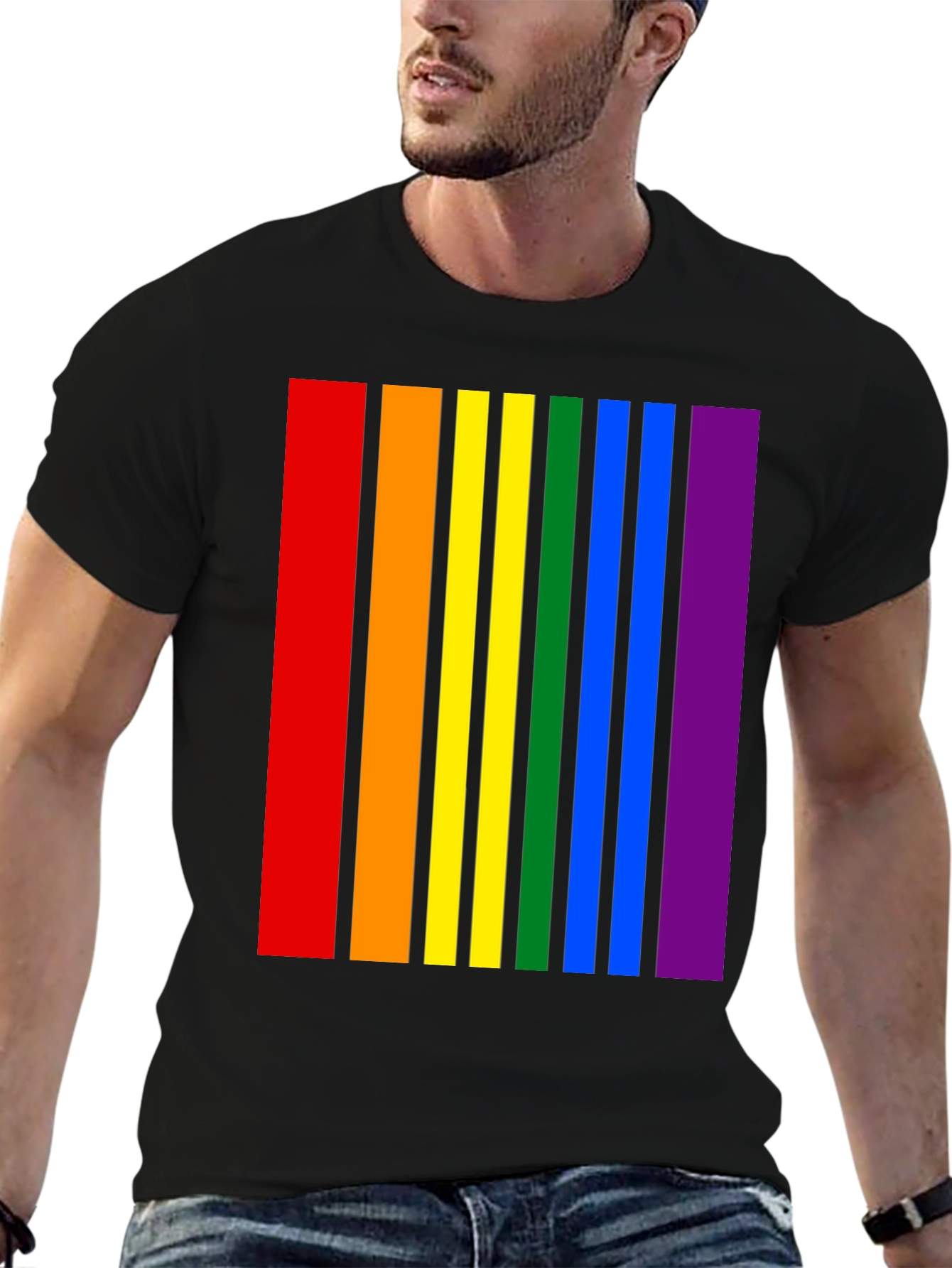 Pride Stripes Black T-Shirt