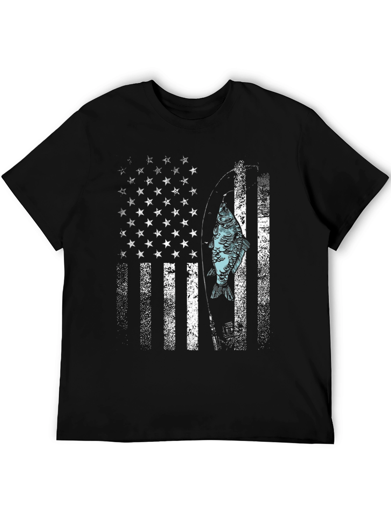 American Flag Fish Graphic T-Shirt