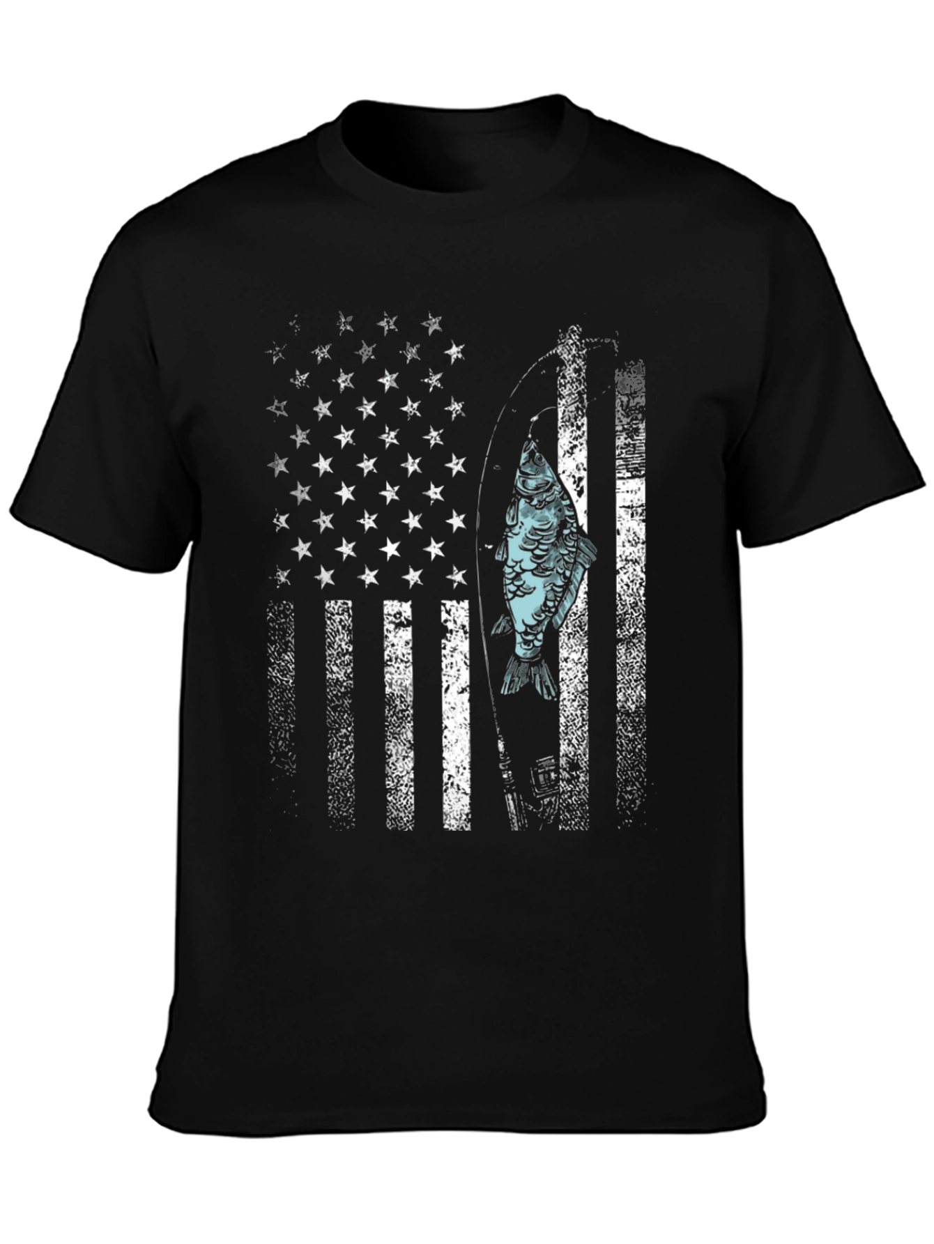 American Flag Fish Graphic T-Shirt