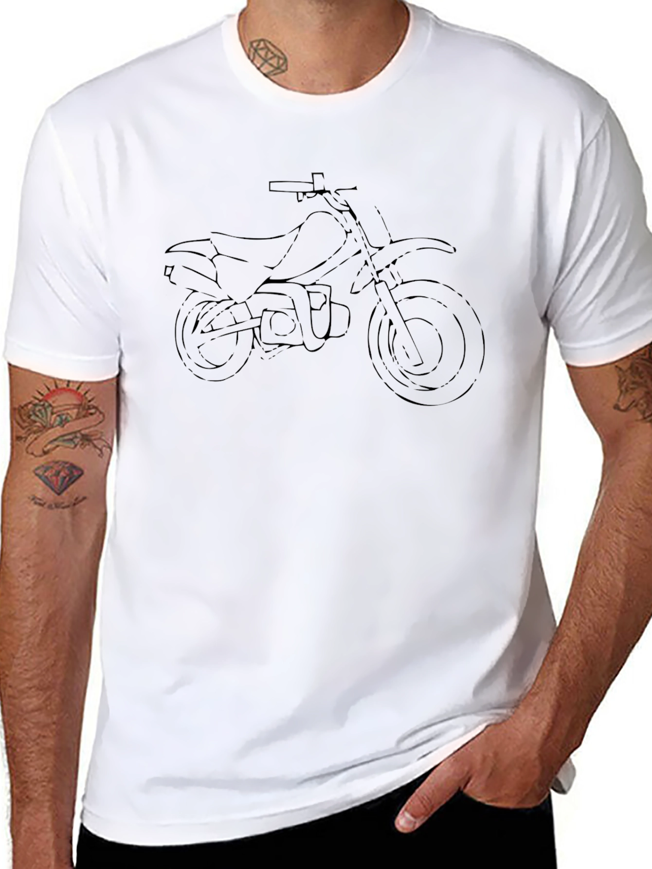Black Motorcycle Outline T-Shirt