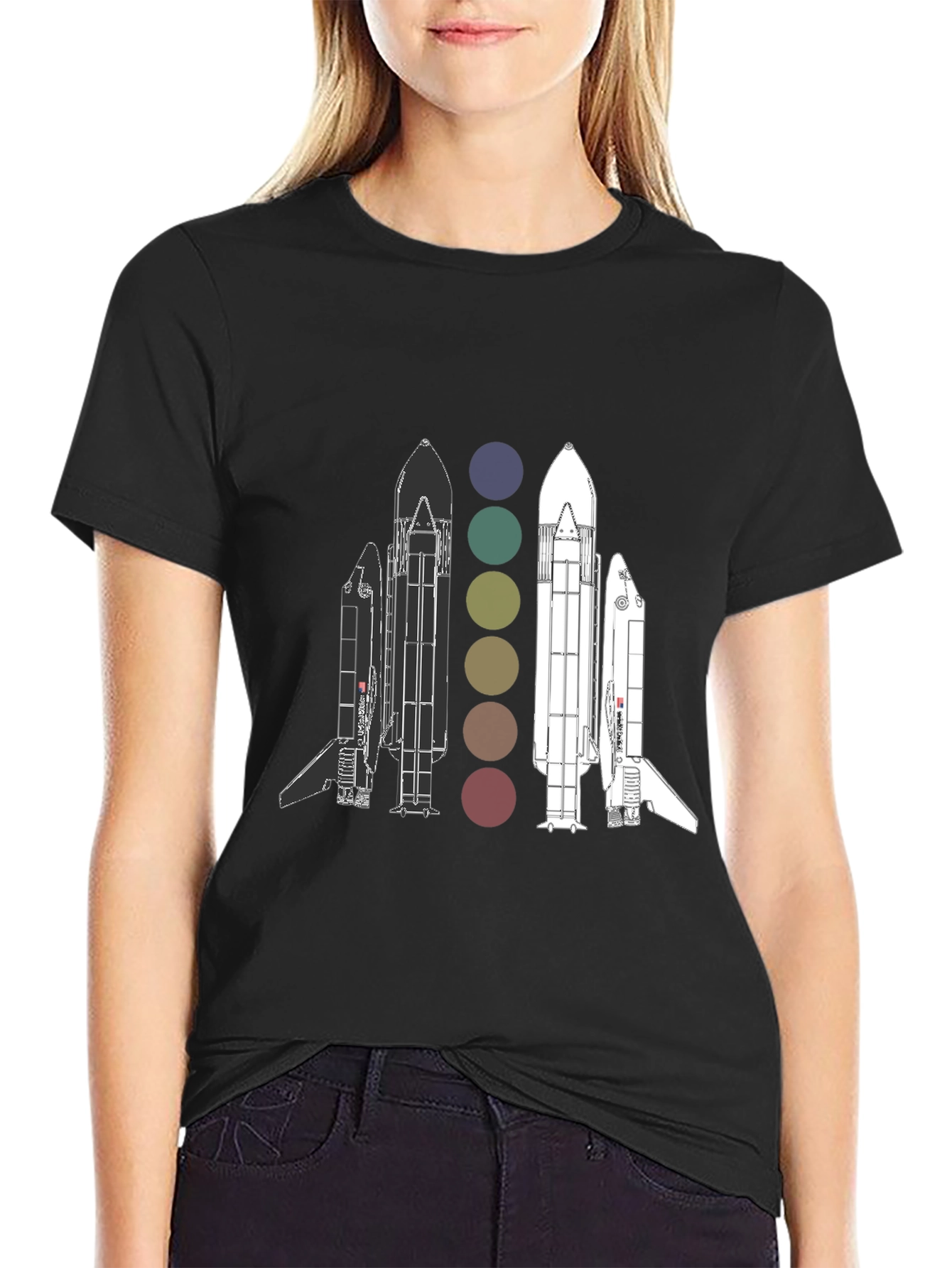 Space Shuttle Evolution Graphic T-Shirt - Black