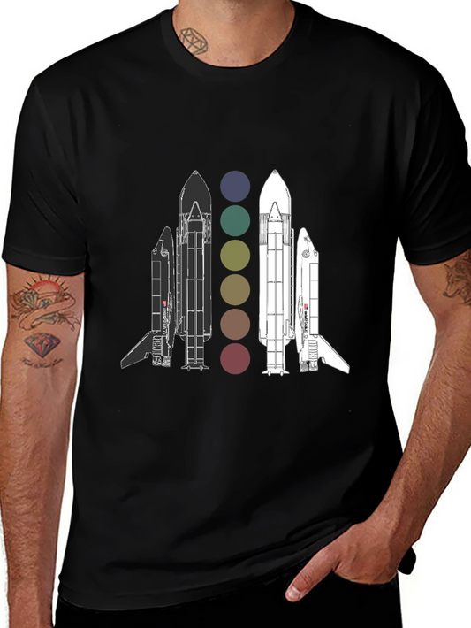 Space Shuttle Evolution Graphic T-Shirt - Black