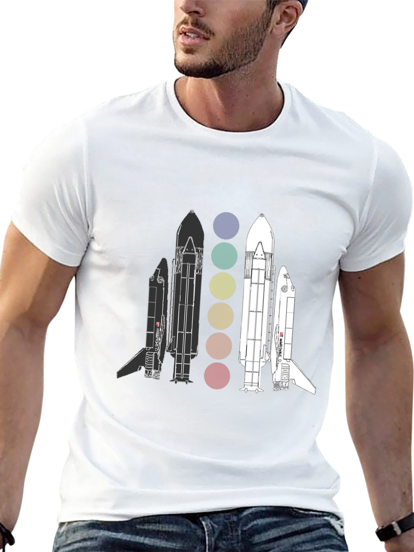 Space Shuttle Evolution Graphic T-Shirt - Black