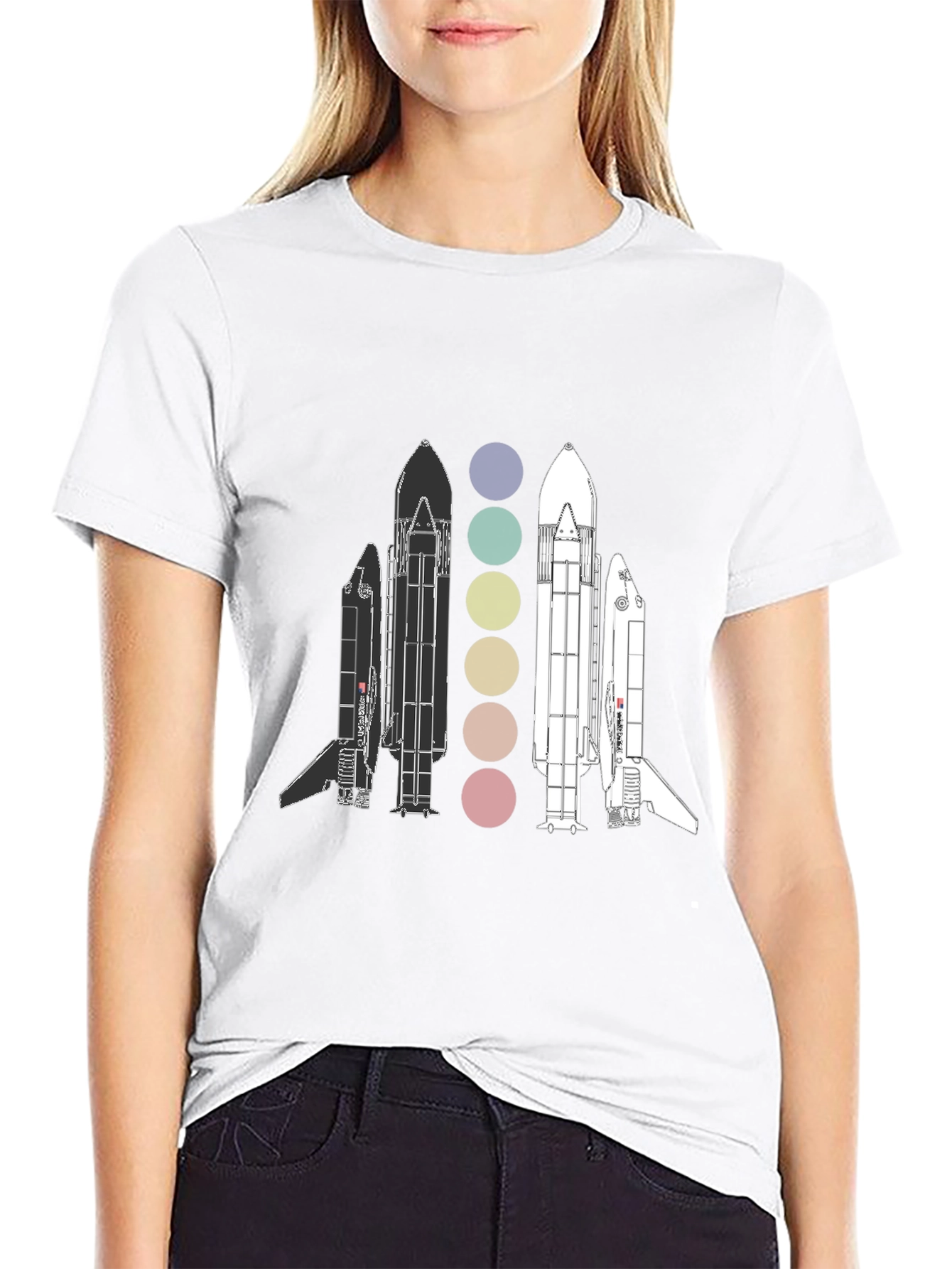 Space Shuttle Evolution Graphic T-Shirt - Black