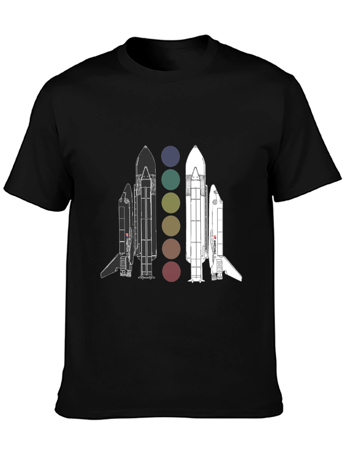 Space Shuttle Evolution Graphic T-Shirt - Black