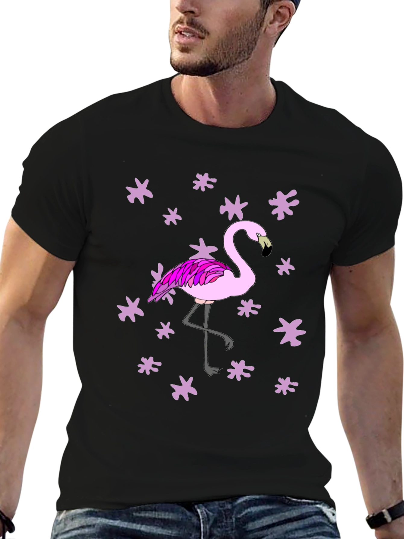 Flamingo Graphic Black T-Shirt
