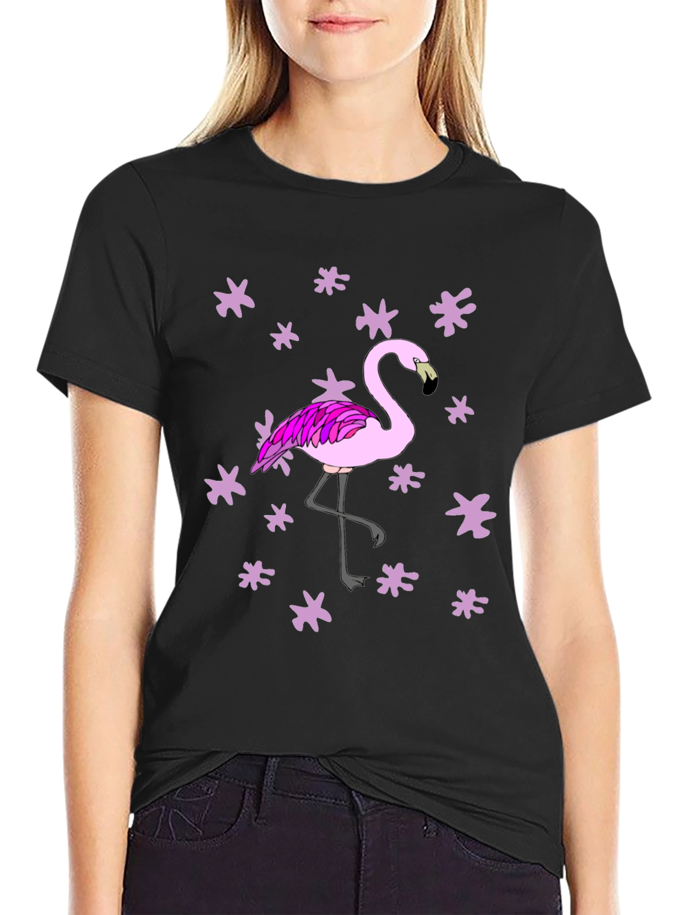 Flamingo Graphic Black T-Shirt