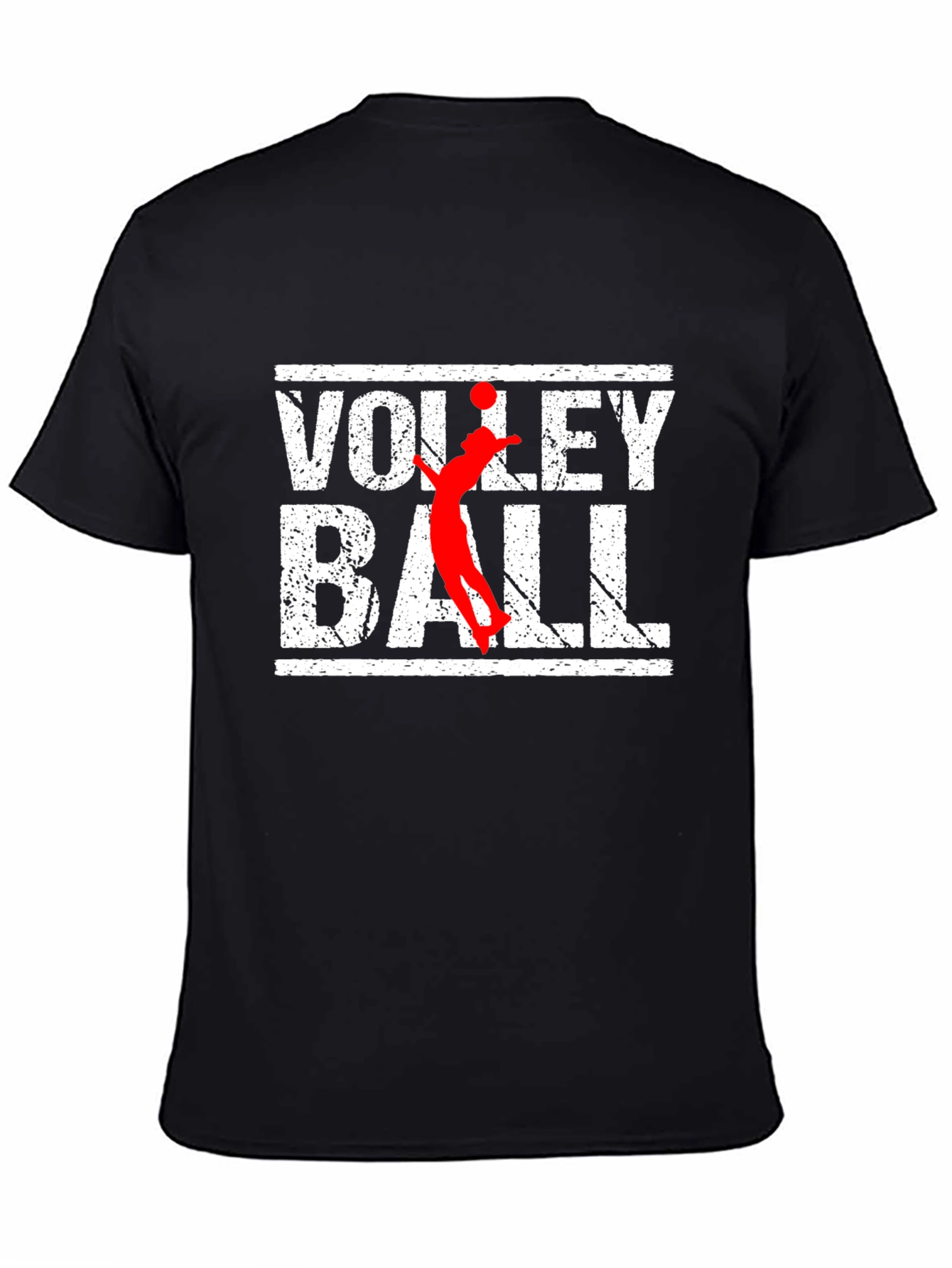 Volleyball Graphic Print Black T-Shirt