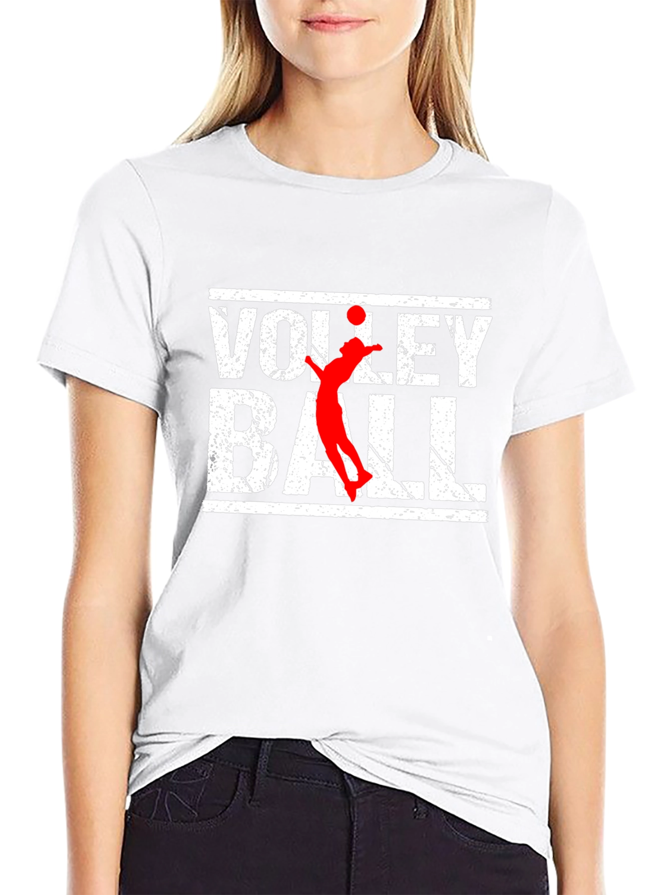 Volleyball Graphic Print Black T-Shirt