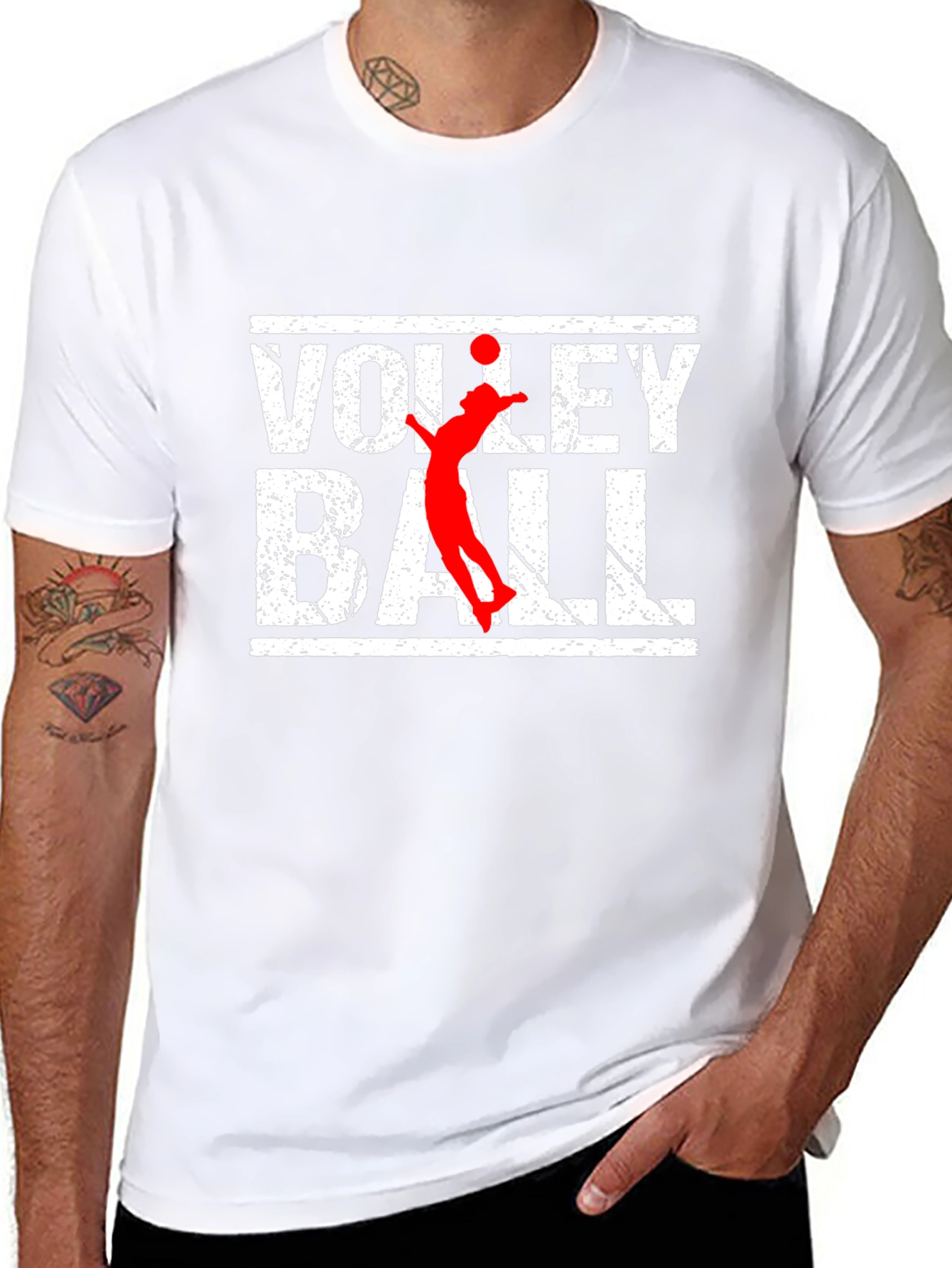 Volleyball Graphic Print Black T-Shirt