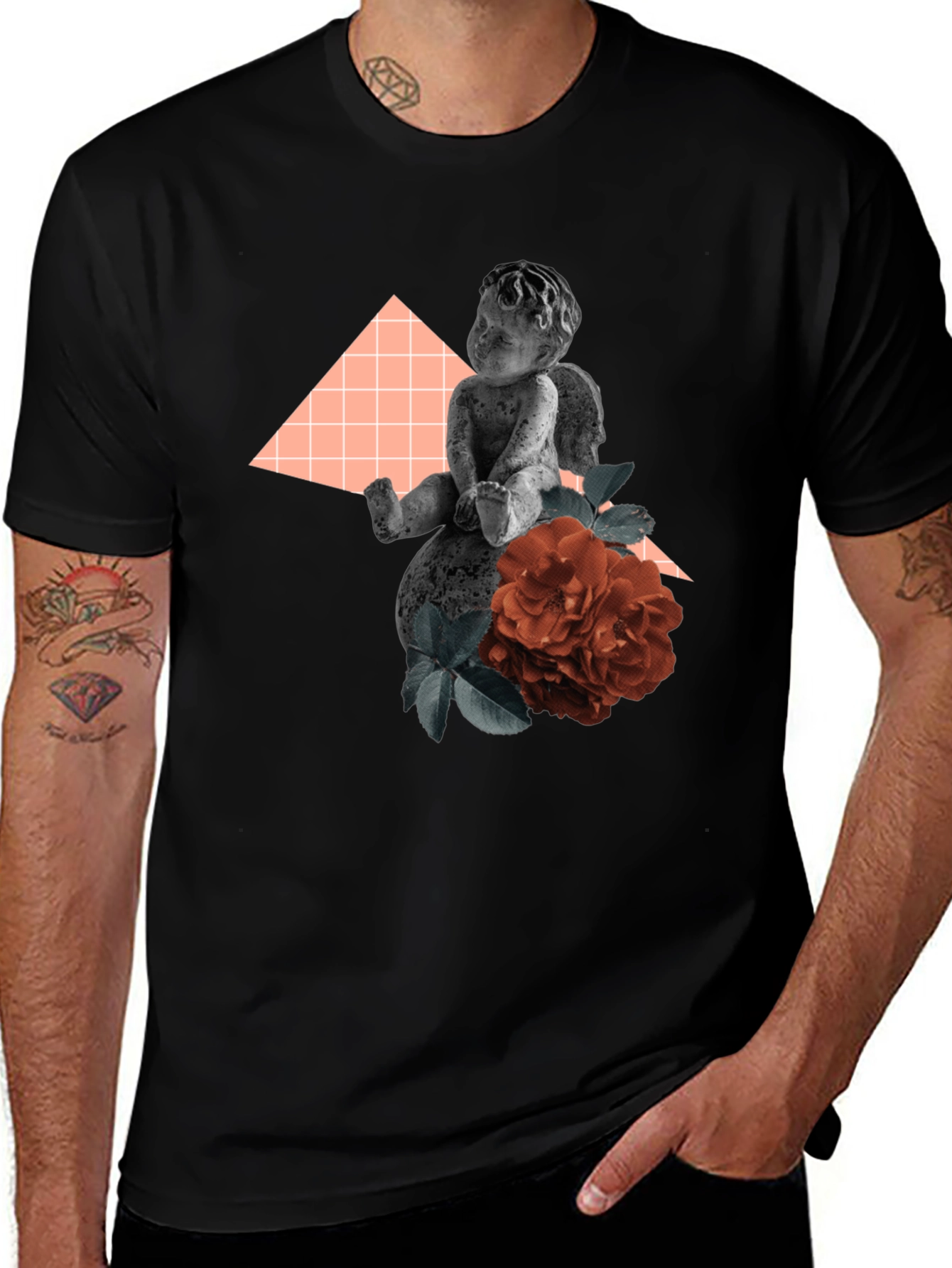 Angel & Rose Graphic Tee - Stylish Black T-Shirt
