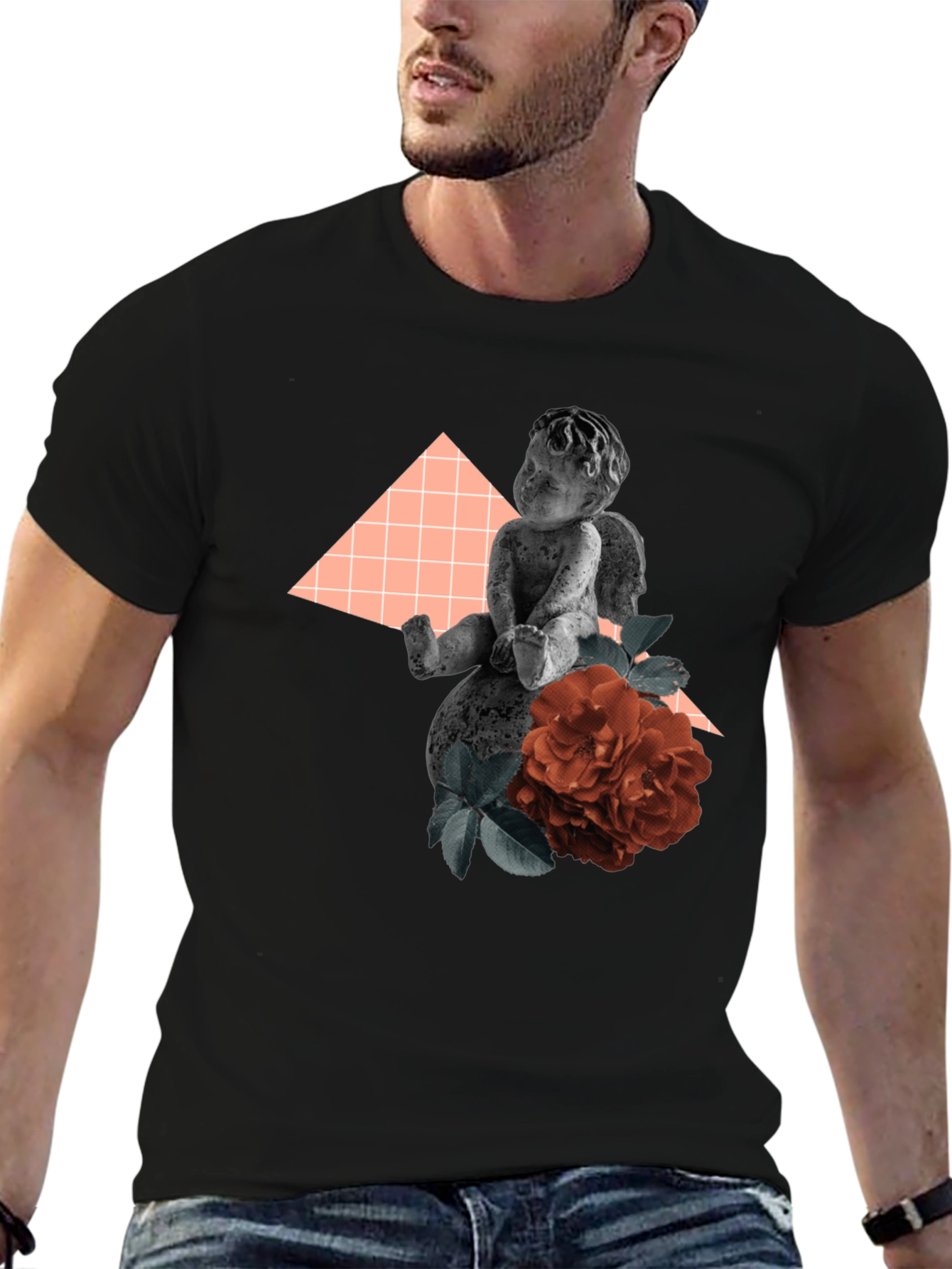 Angel & Rose Graphic Tee - Stylish Black T-Shirt