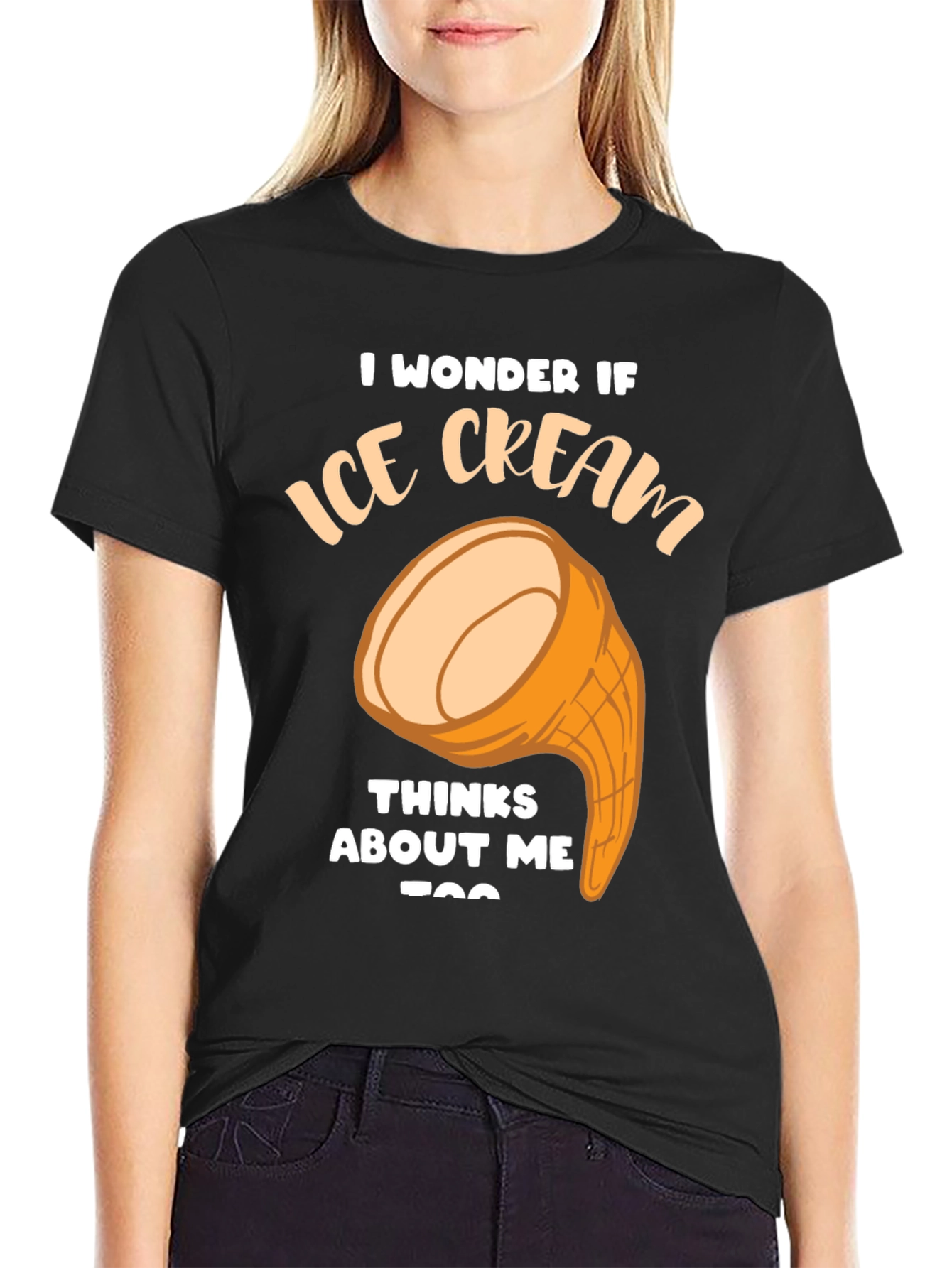 Ice Cream Thinks About Me Funny Graphic T-Shirt
