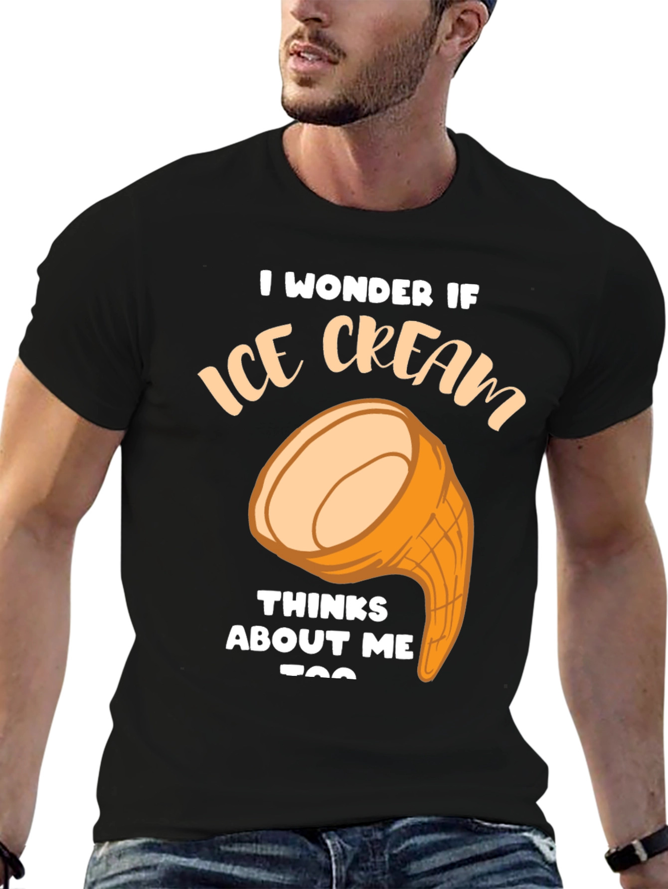 Ice Cream Thinks About Me Funny Graphic T-Shirt