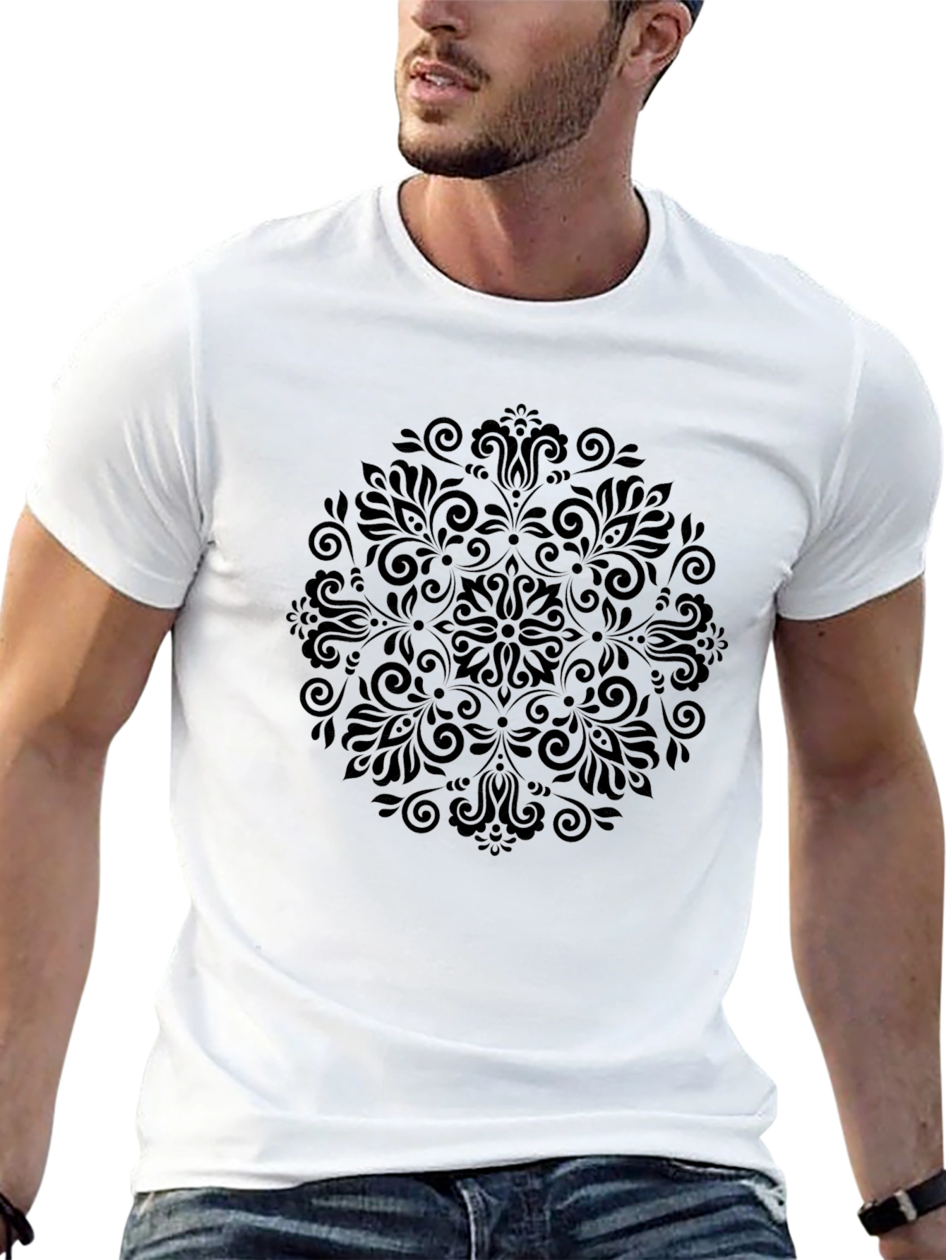 Black Floral Mandala T-Shirt - Stylish & Unique