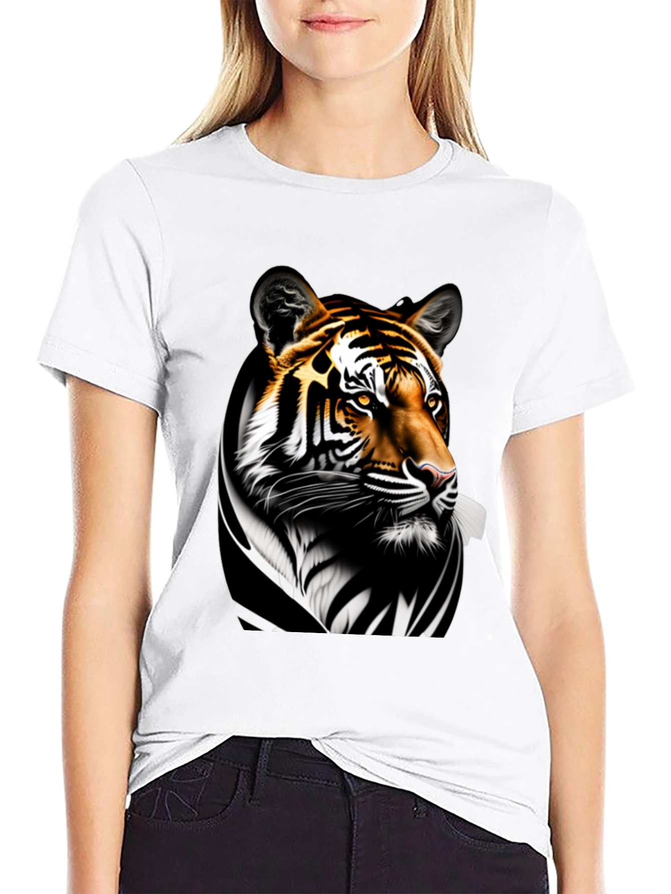 Tiger Graphic Print Black T-Shirt