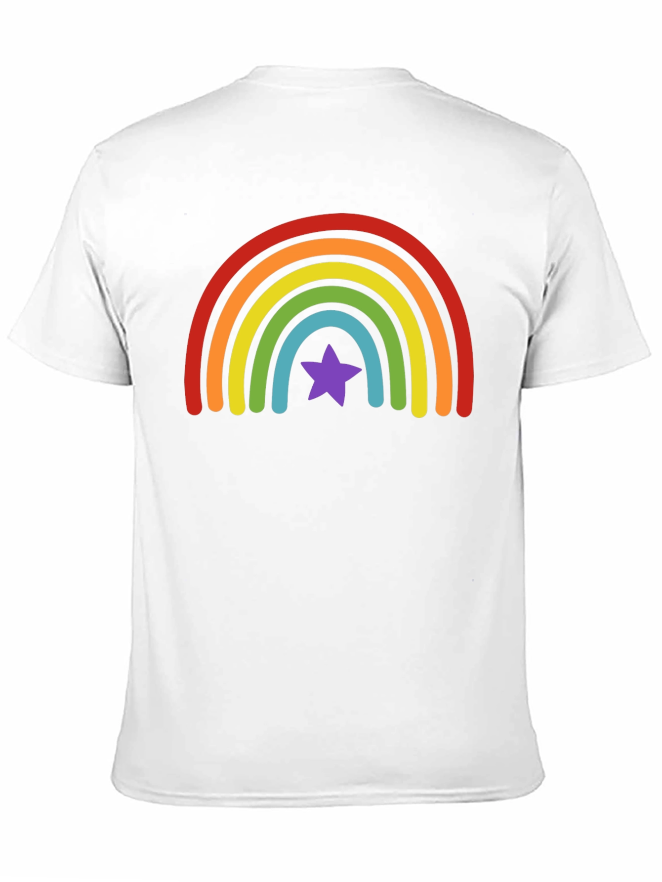 Rainbow Star Graphic Tee - Black Cotton Shirt