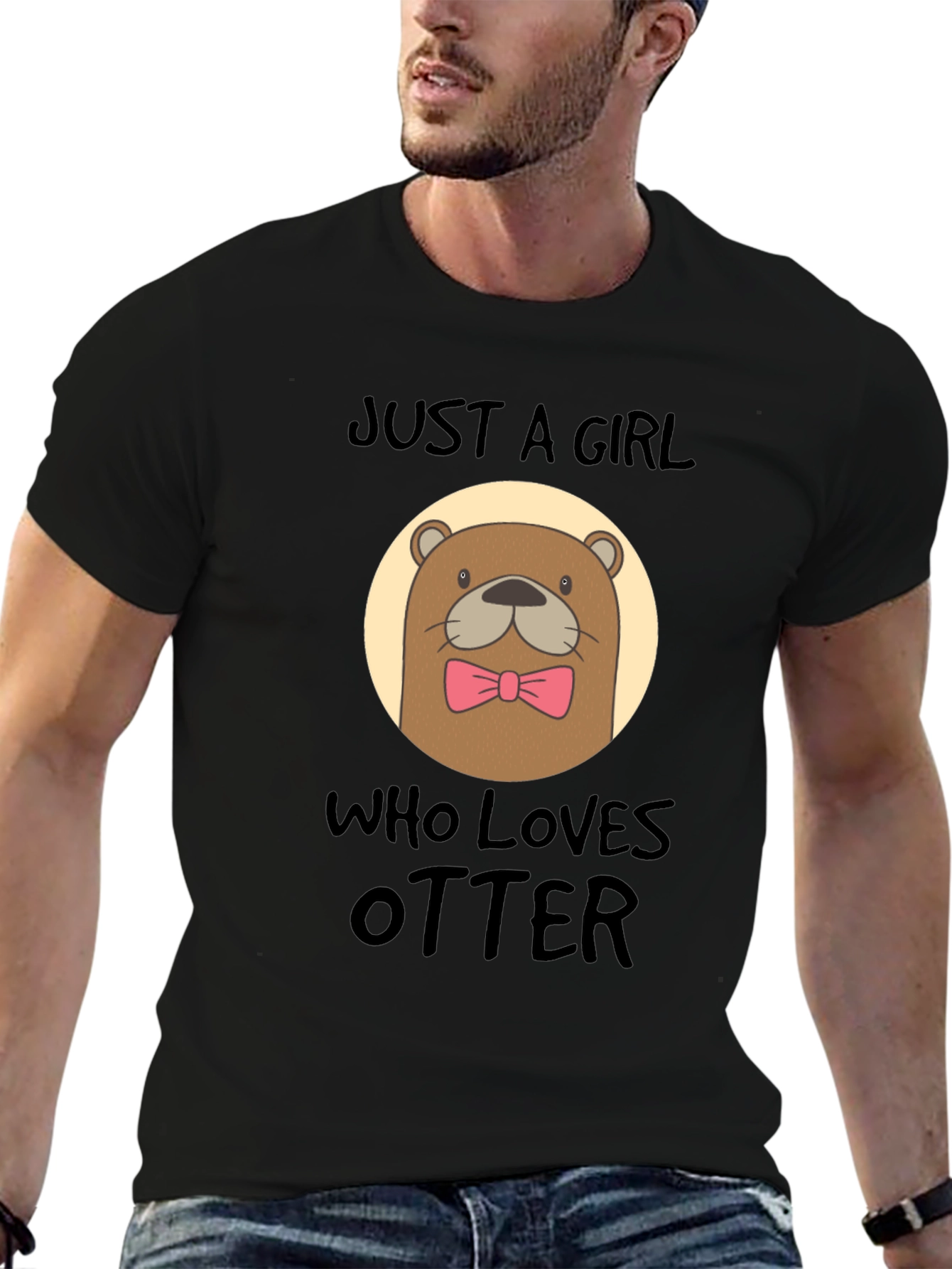 Just a Girl Who Loves Otters Black T-Shirt
