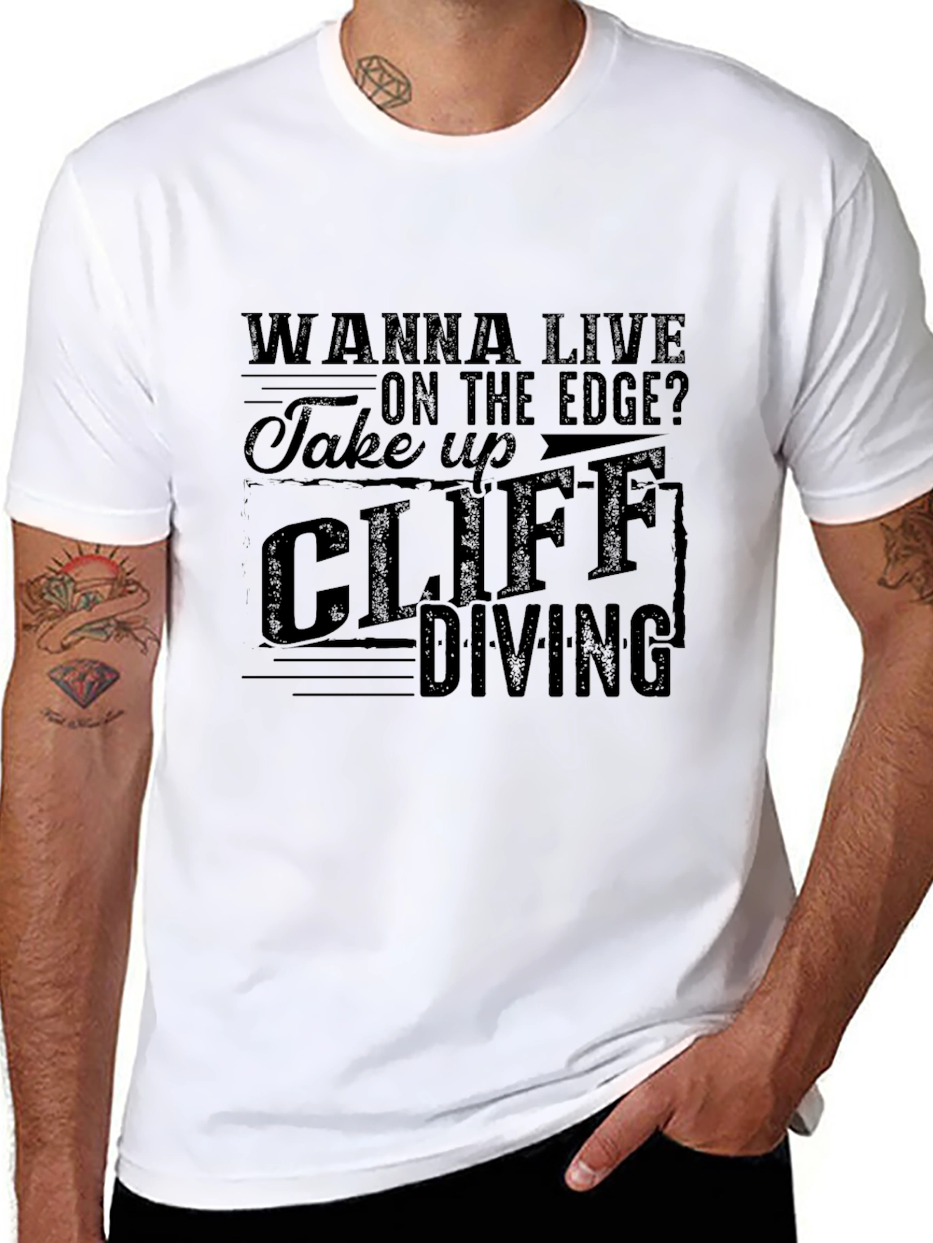 Wanna Live on the Edge Cliff Diving Black T-Shirt