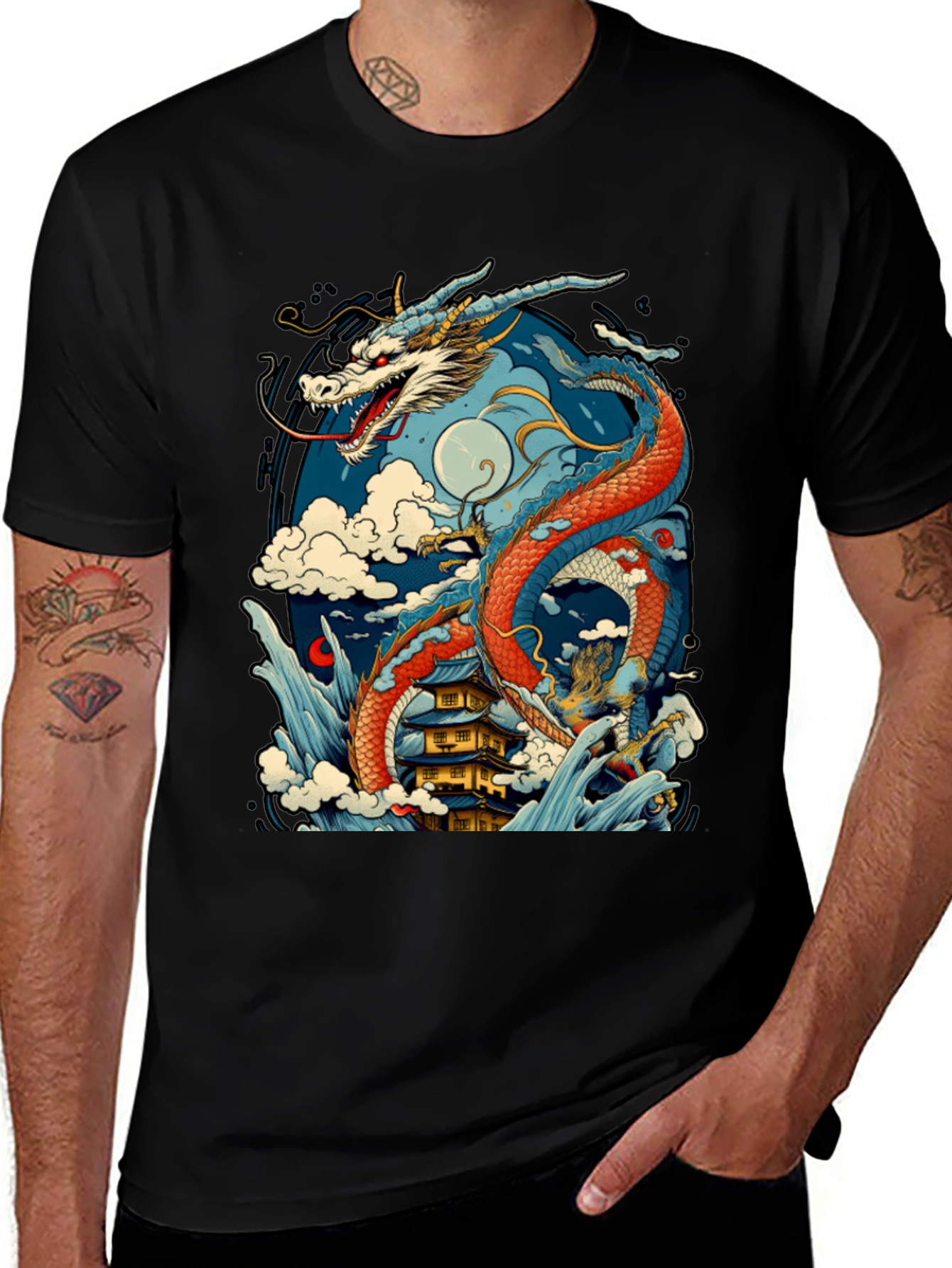 Dragon Graphic T-Shirt - Mens Black Tee