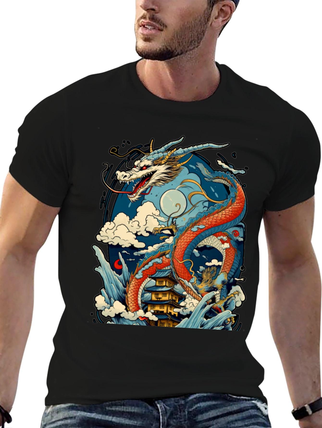Dragon Graphic T-Shirt - Mens Black Tee