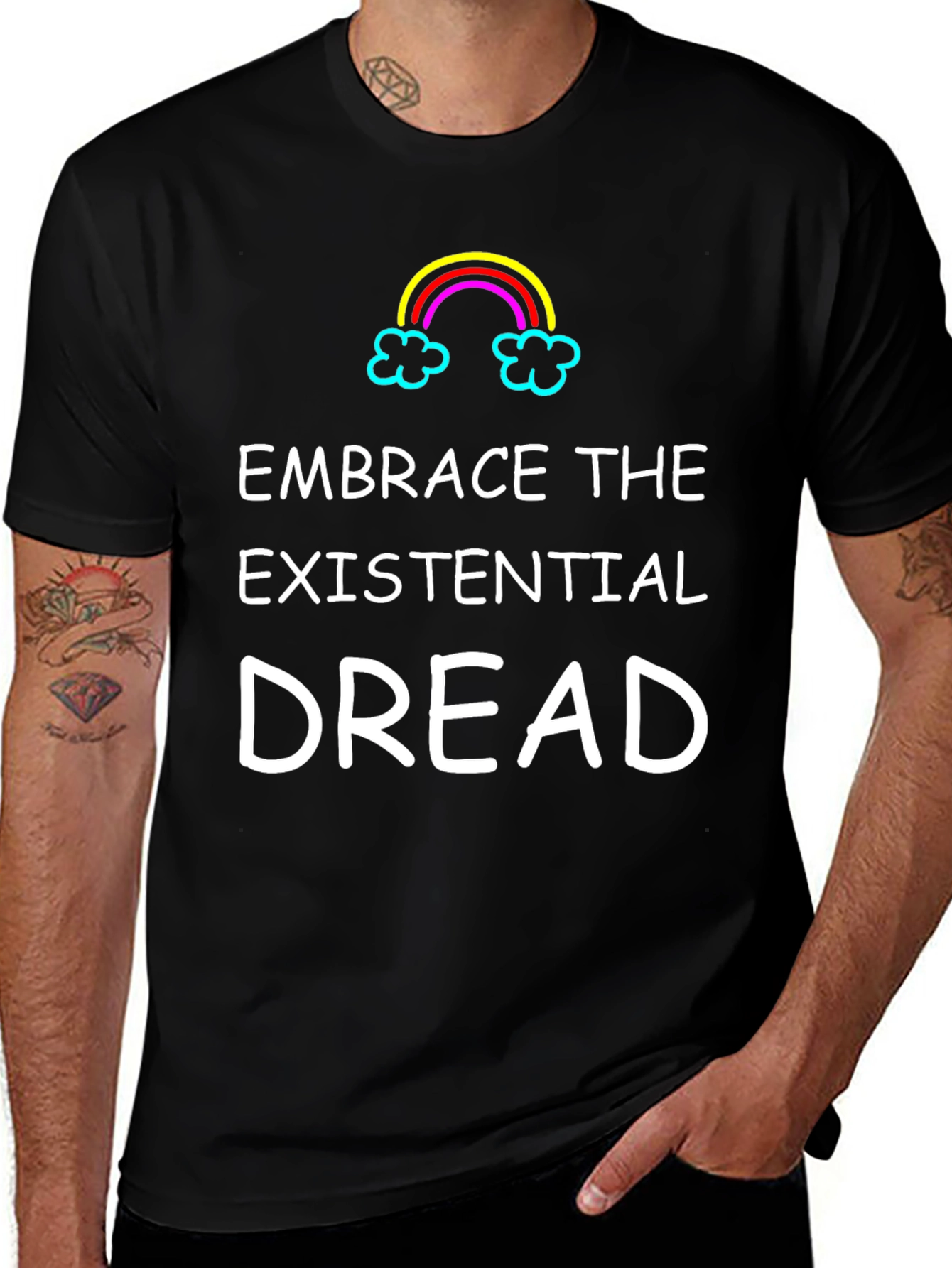 Embrace Existential Dread Black Graphic T-Shirt