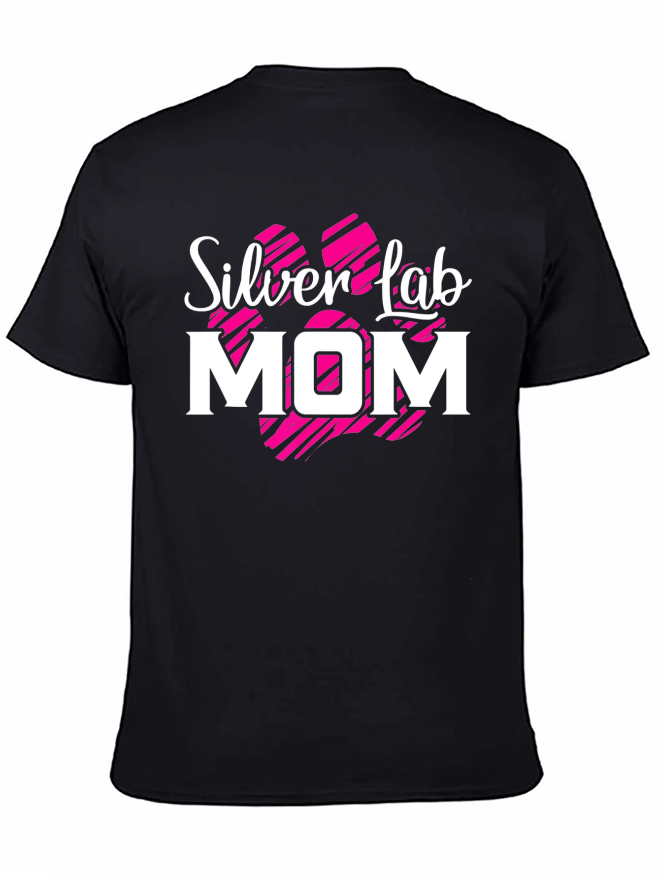 Silver Lab Mom Black T-Shirt Dog Paw Print Design