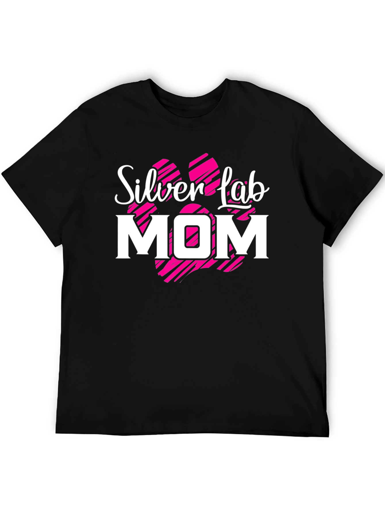 Silver Lab Mom Black T-Shirt Dog Paw Print Design