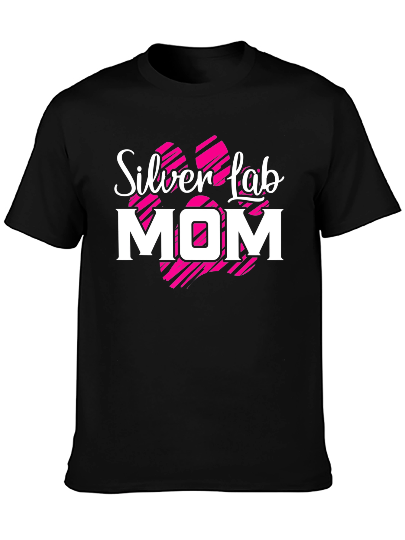 Silver Lab Mom Black T-Shirt Dog Paw Print Design