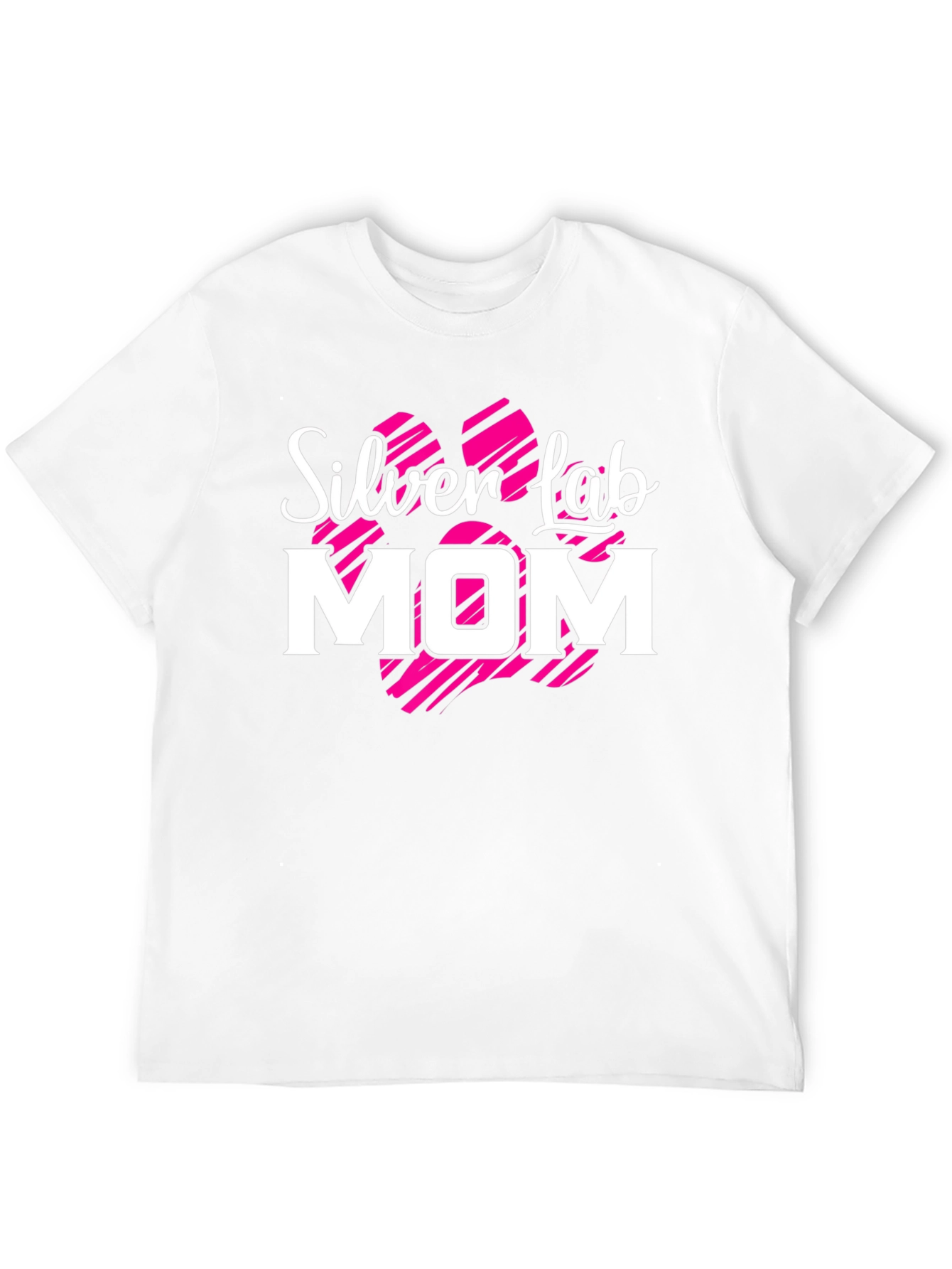 Silver Lab Mom Black T-Shirt Dog Paw Print Design