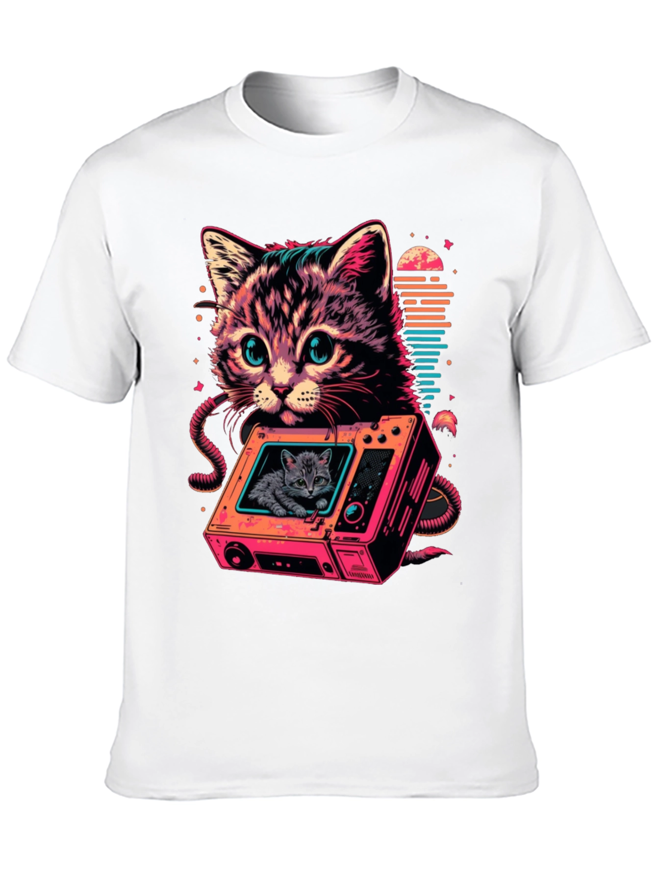 Retro Cat TV T-Shirt - Cool Feline Design