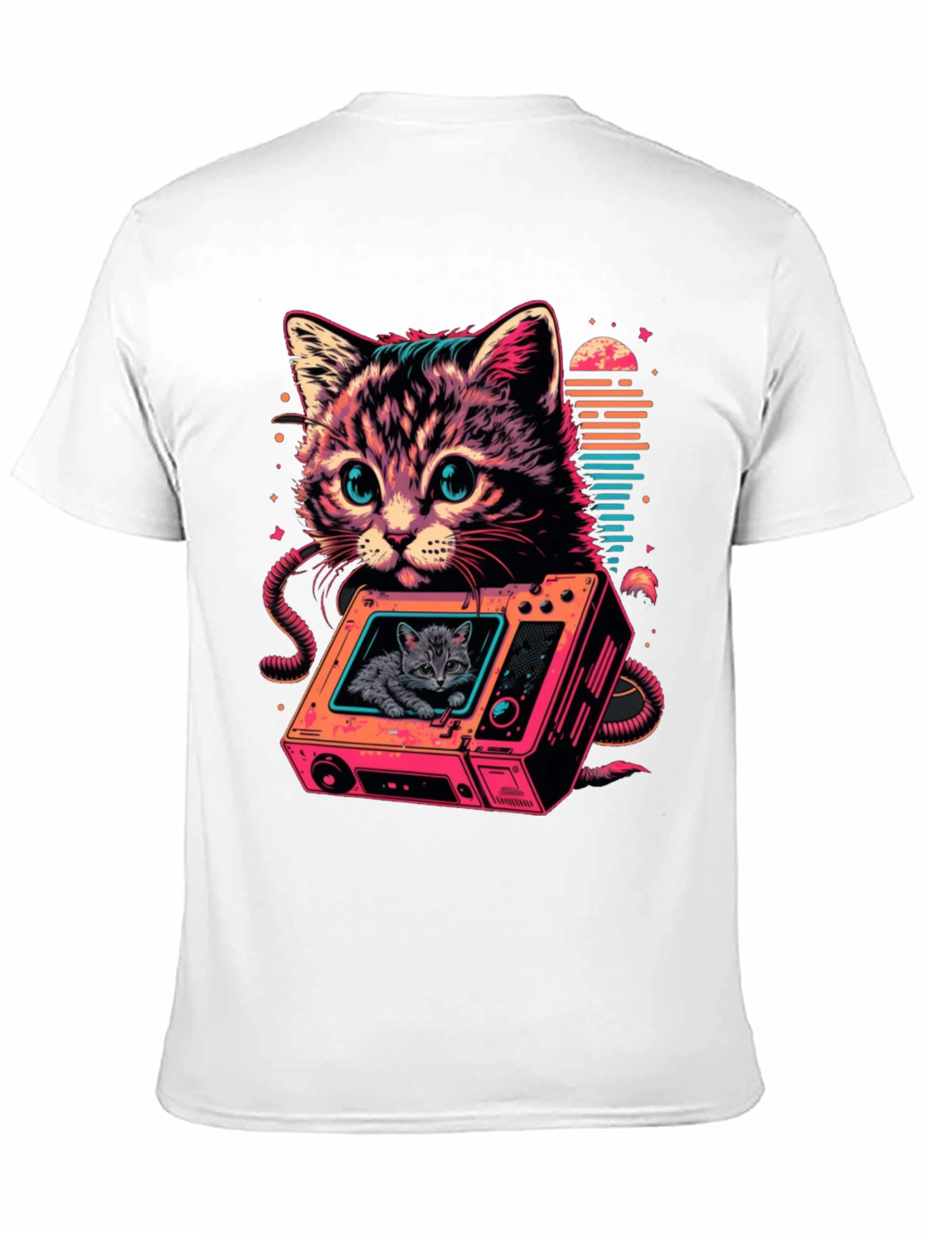 Retro Cat TV T-Shirt - Cool Feline Design