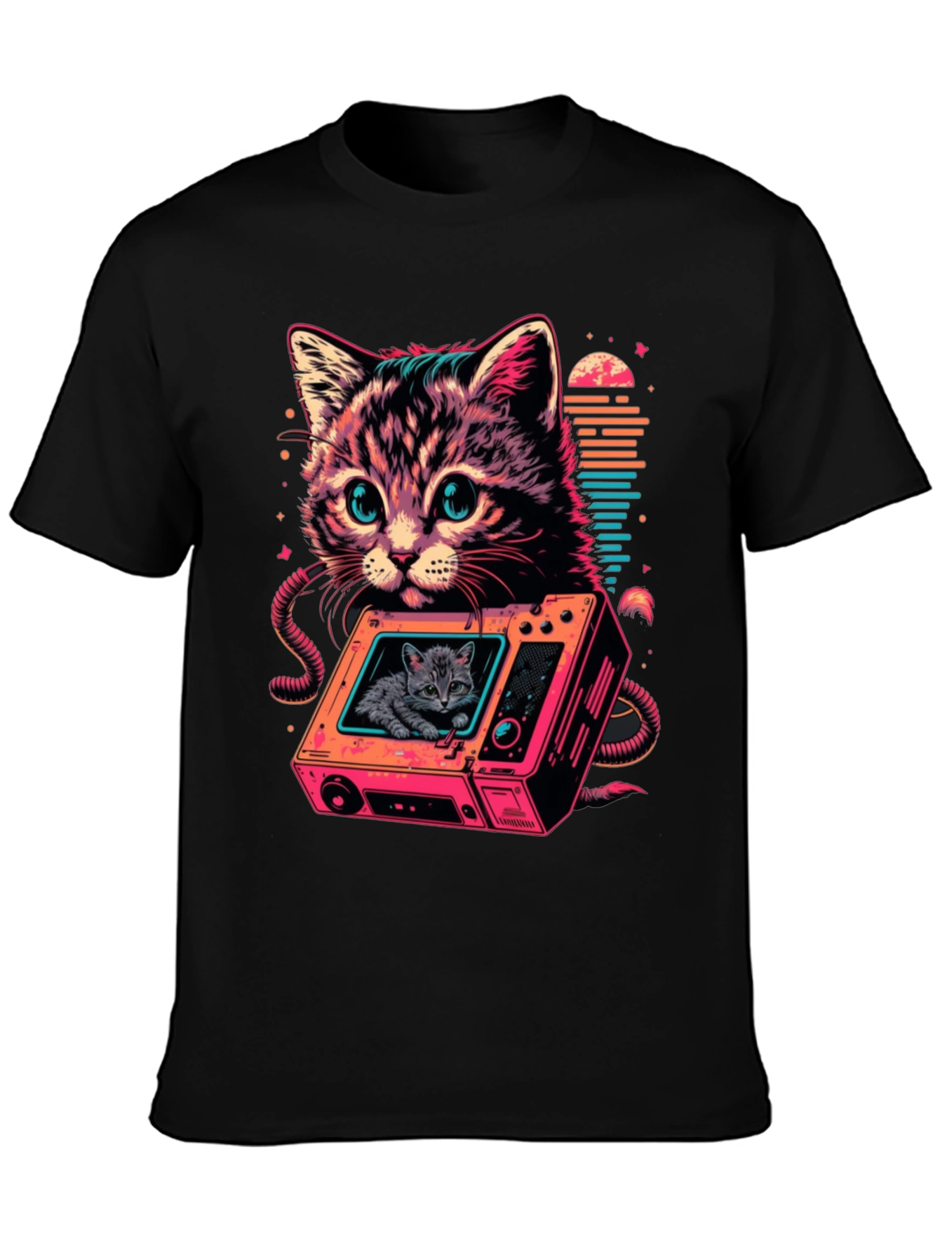 Retro Cat TV T-Shirt - Cool Feline Design