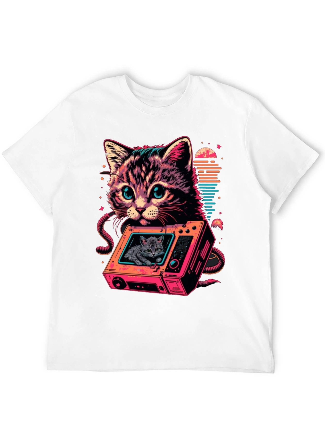 Retro Cat TV T-Shirt - Cool Feline Design