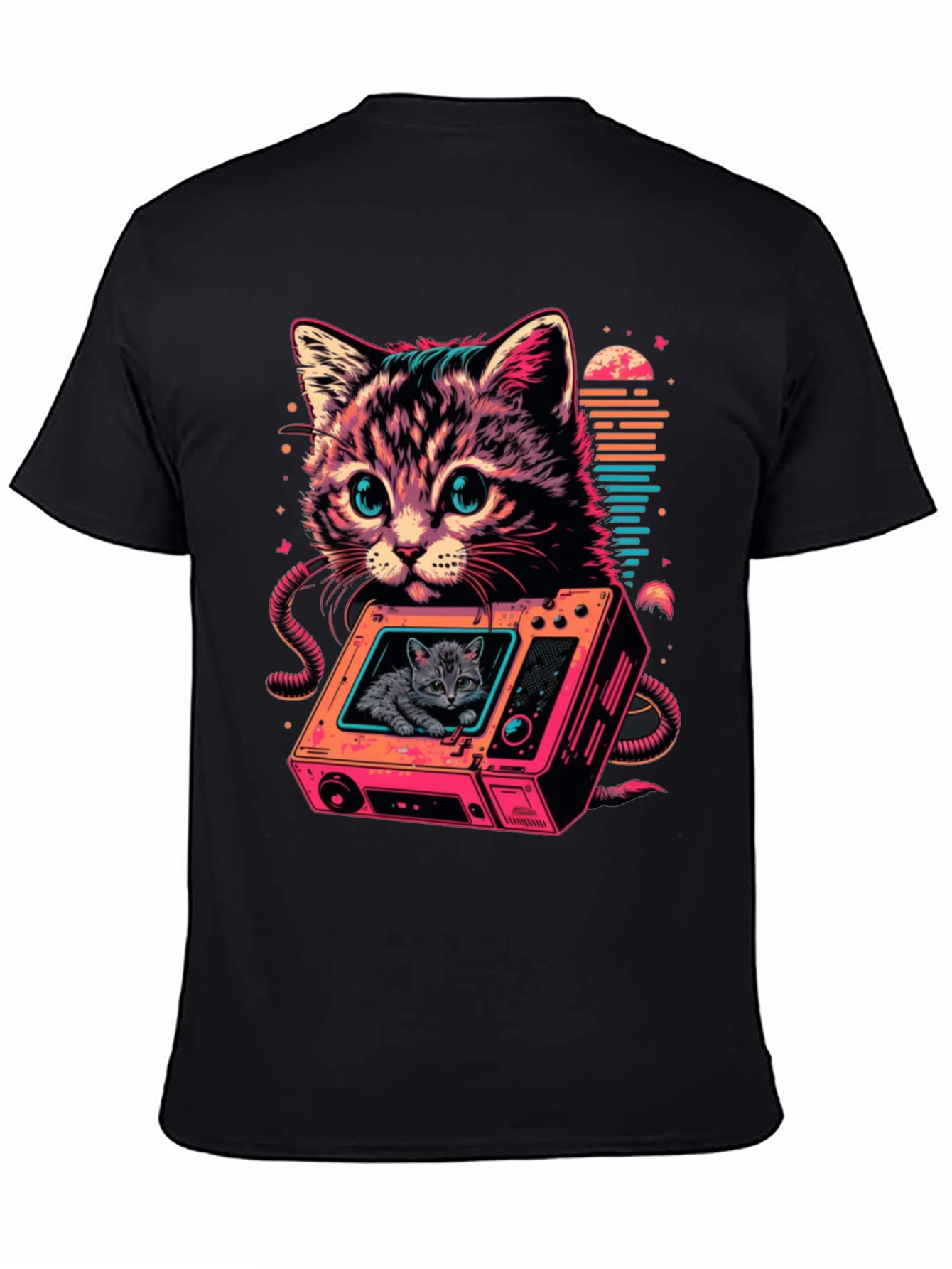 Retro Cat TV T-Shirt - Cool Feline Design