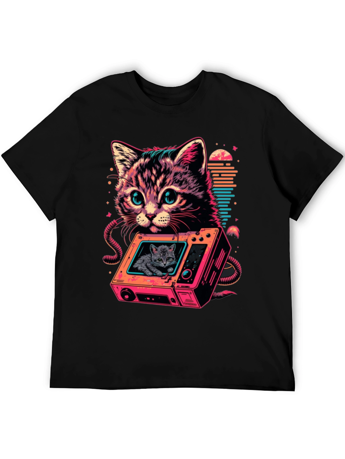 Retro Cat TV T-Shirt - Cool Feline Design