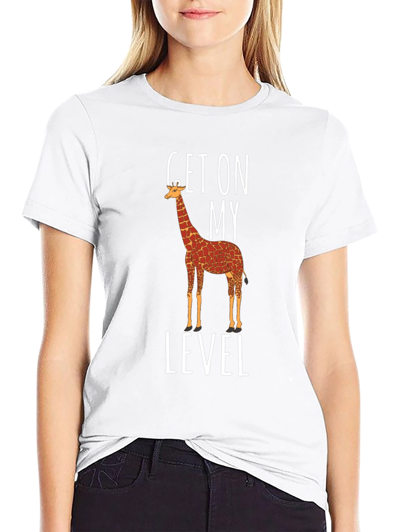 Get On My Level Giraffe Graphic T-Shirt