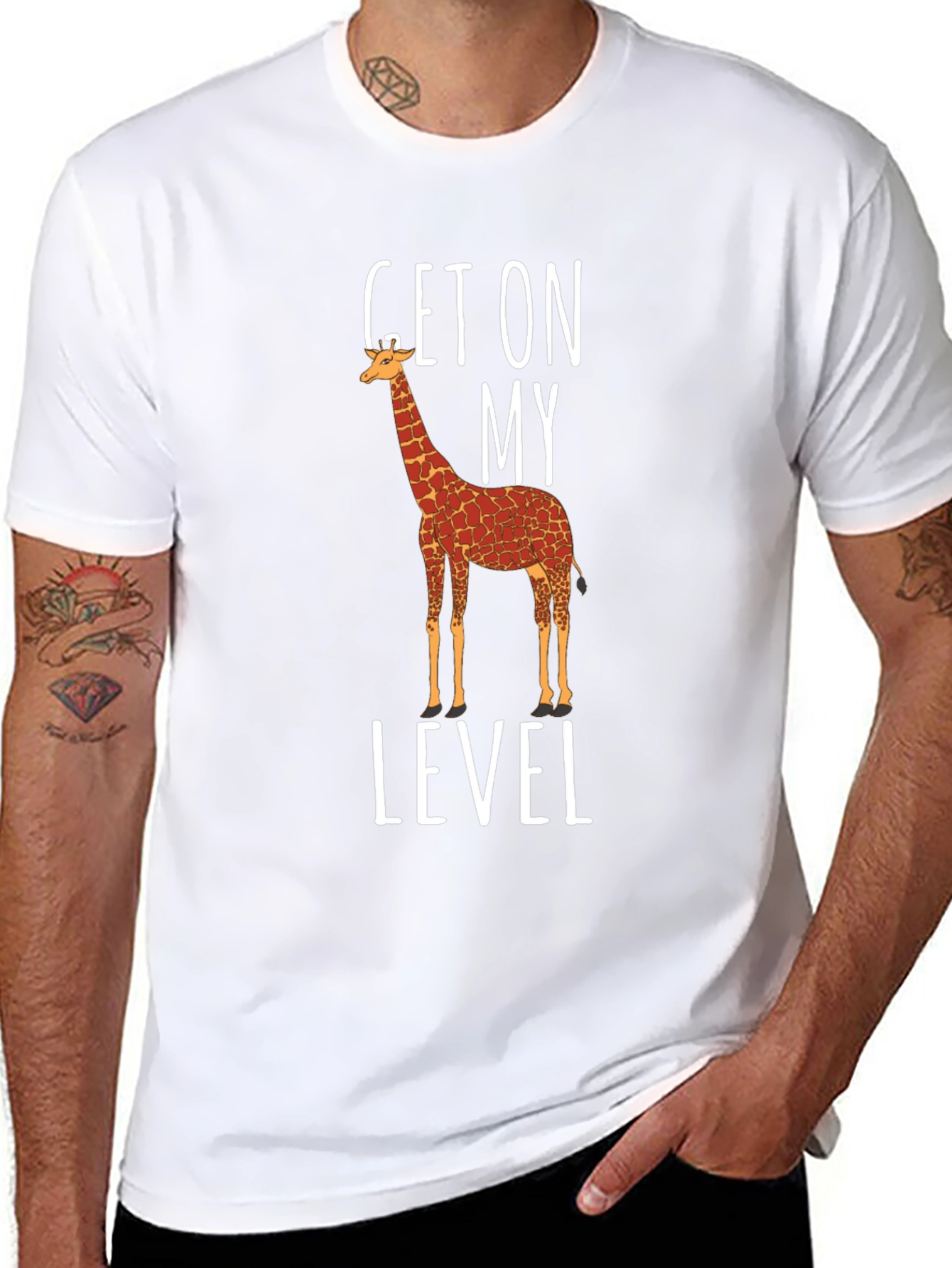 Get On My Level Giraffe Graphic T-Shirt